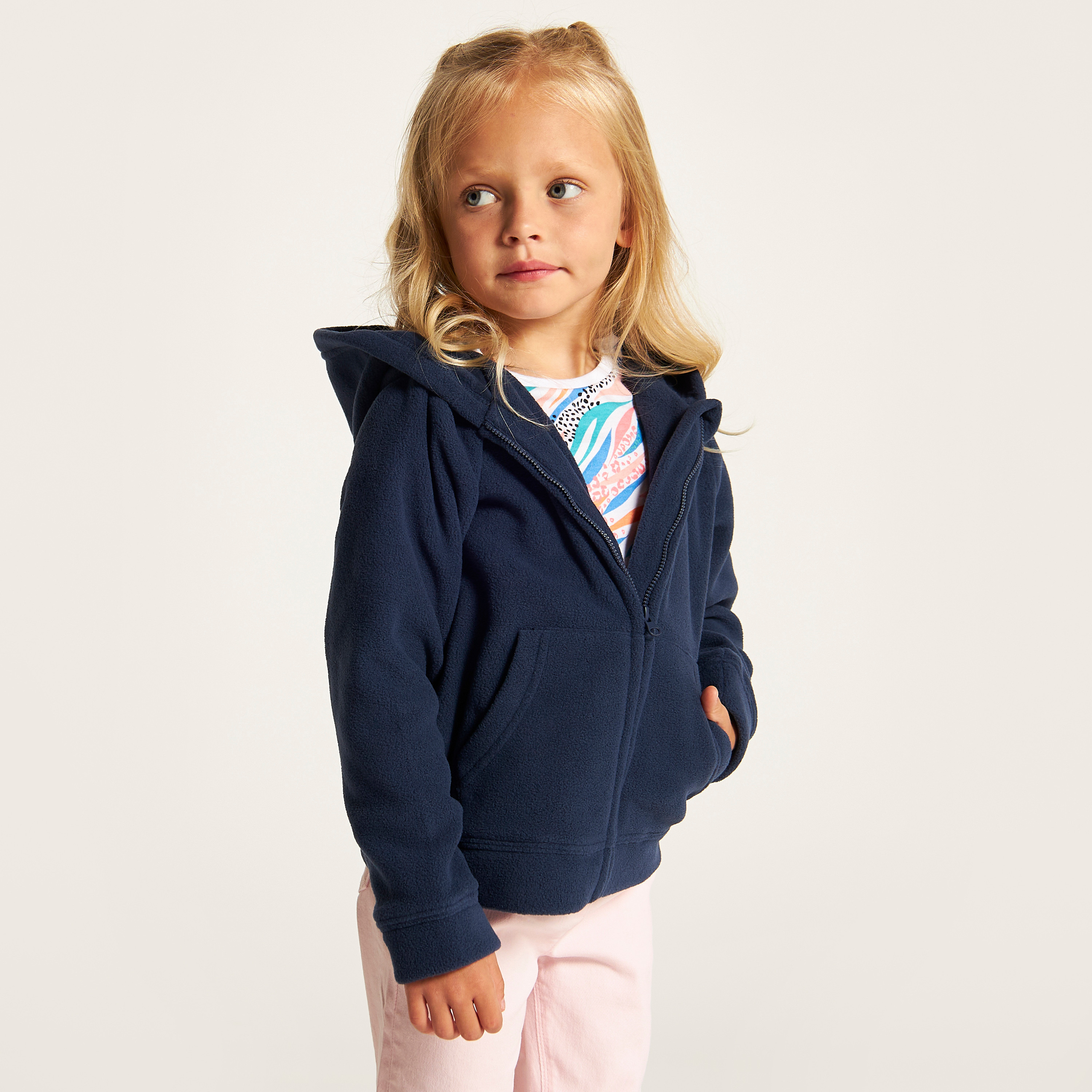 Juniors Textured Zip Through Jacket with Hood-girls-clothing-schoolwear-jacketsandcoats-image-1