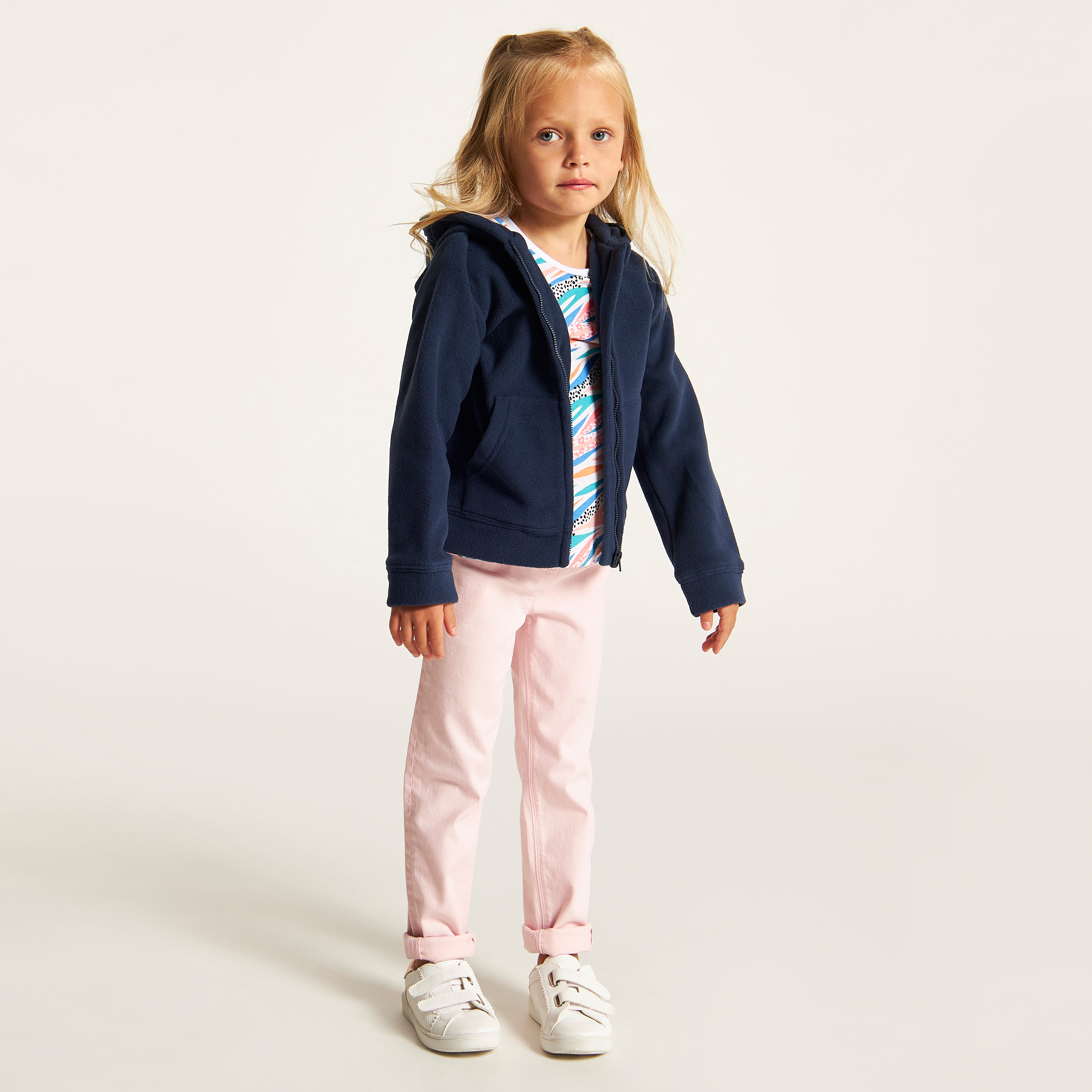 Juniors Textured Zip Through Jacket with Hood-girls-clothing-schoolwear-jacketsandcoats-image-2