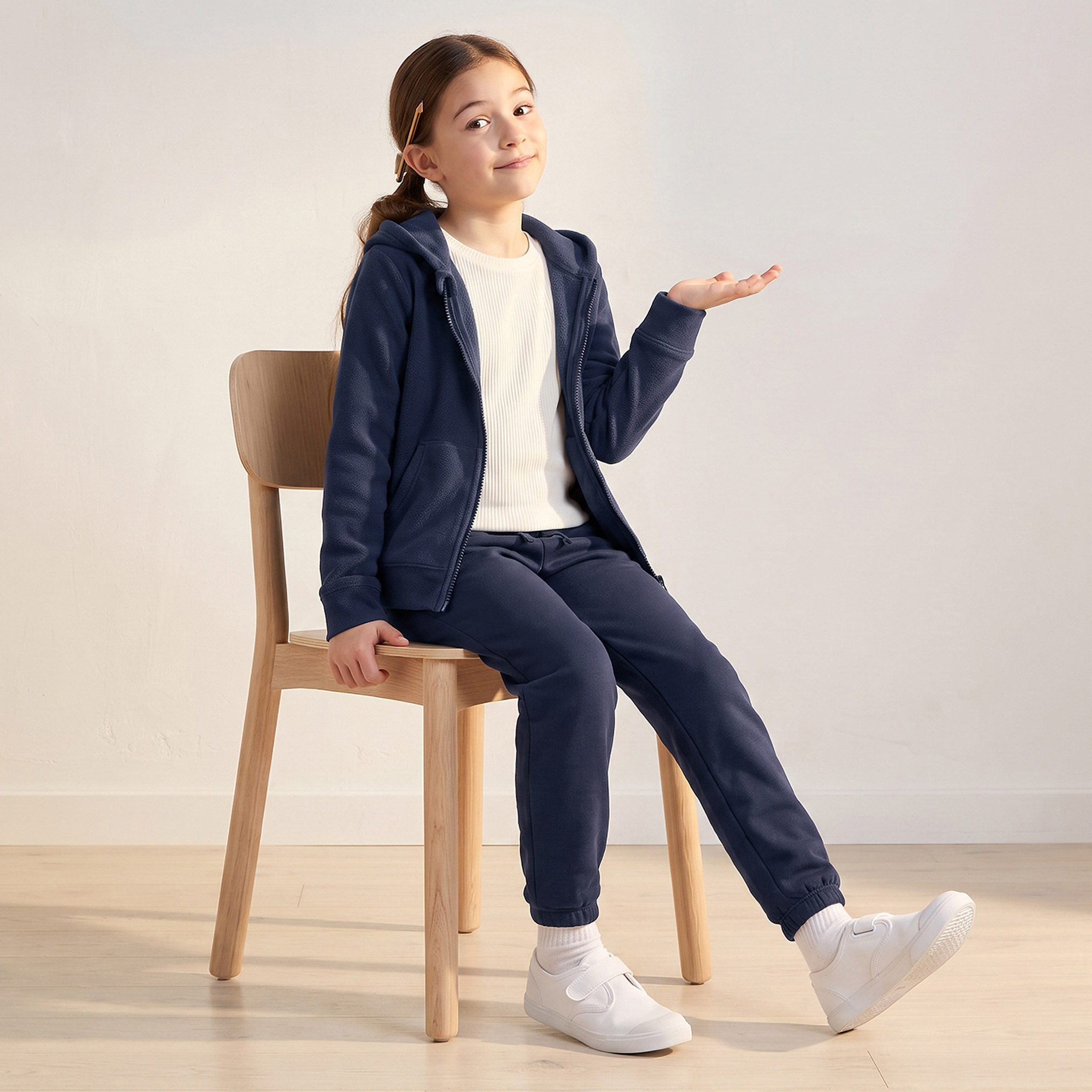 Juniors Textured Zip Through Jacket with Hood-girls-clothing-winterwear-jacketsandcoats-image-5