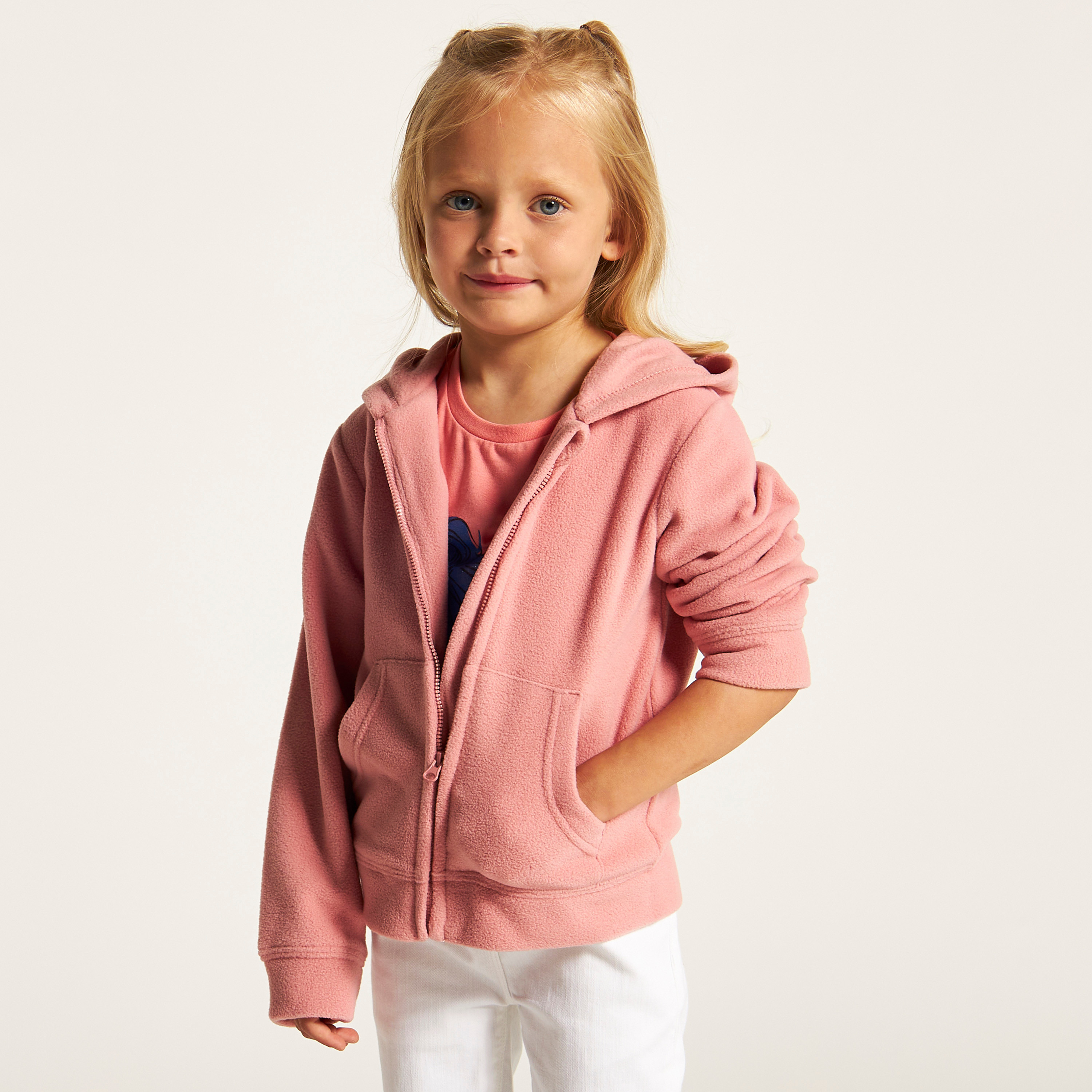 Juniors Textured Zip Through Jacket with Hood-girls-clothing-schoolwear-jacketsandcoats-image-1