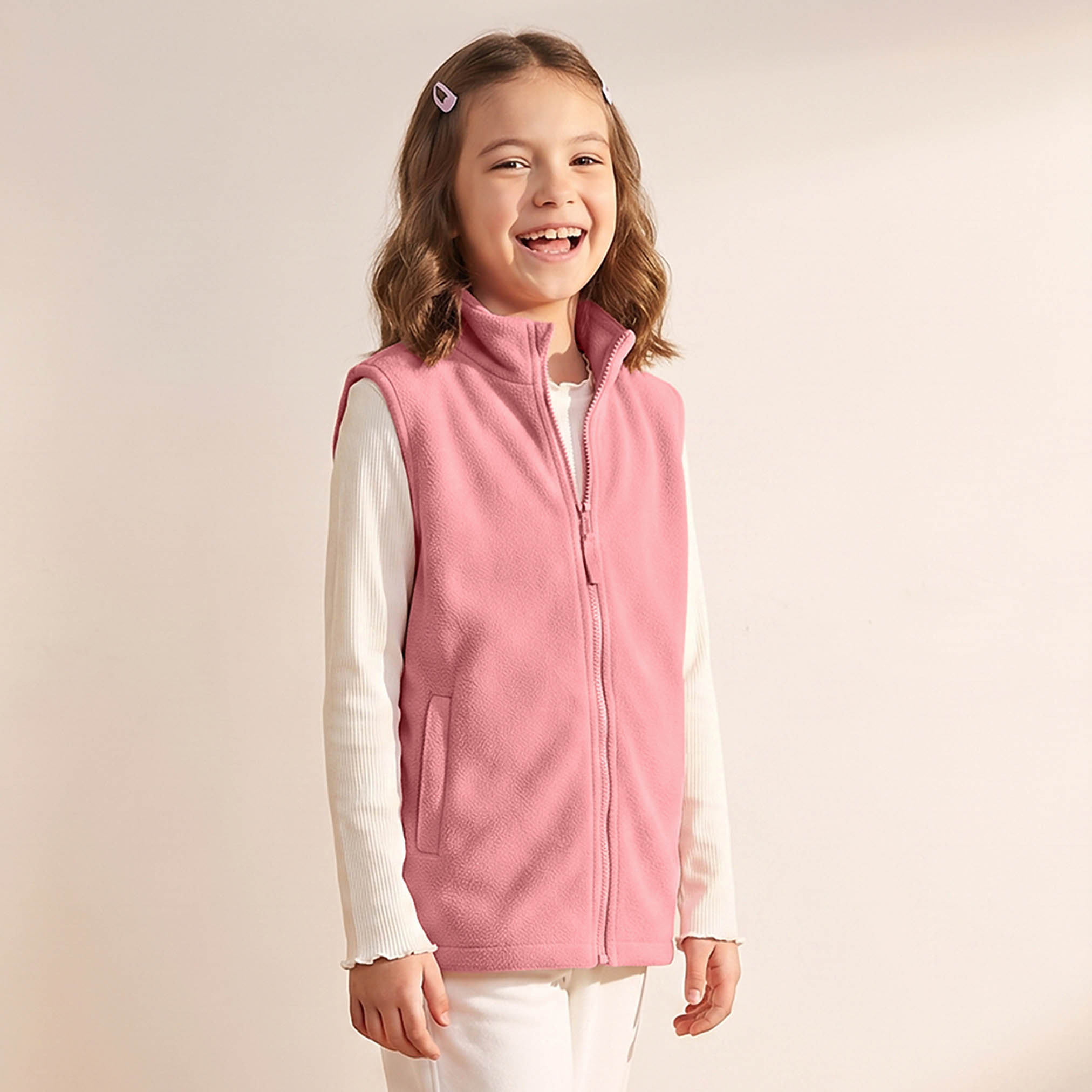 Juniors Pink School Jacket with Zip Closure - Girls-girls-clothing-winterwear-jacketsandcoats-image-1