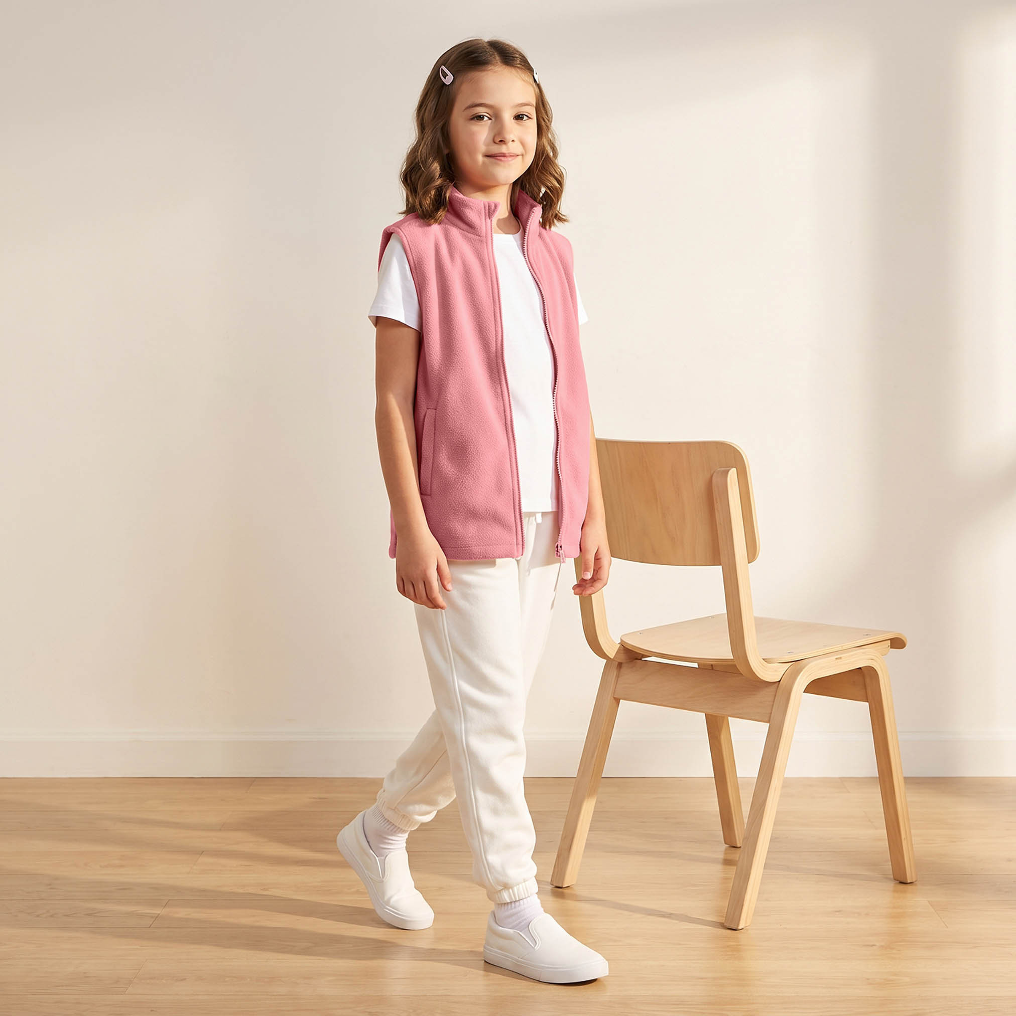 Juniors Pink School Jacket with Zip Closure - Girls-girls-clothing-winterwear-jacketsandcoats-image-2
