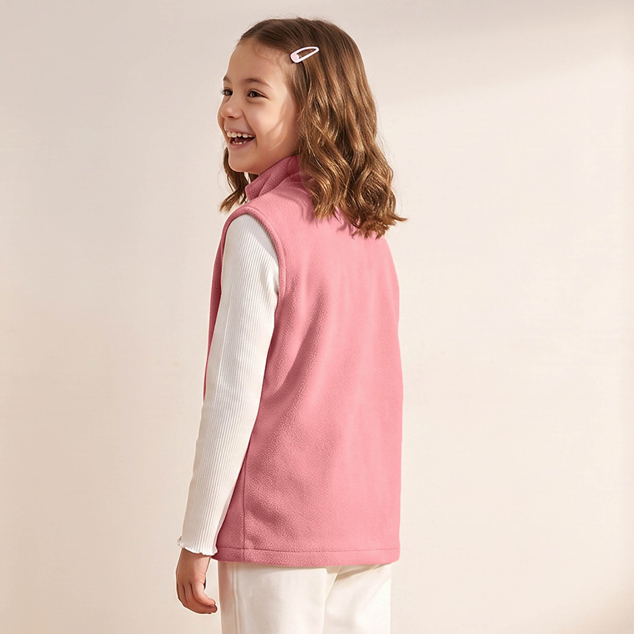 Juniors Pink School Jacket with Zip Closure - Girls-girls-clothing-winterwear-jacketsandcoats-image-3