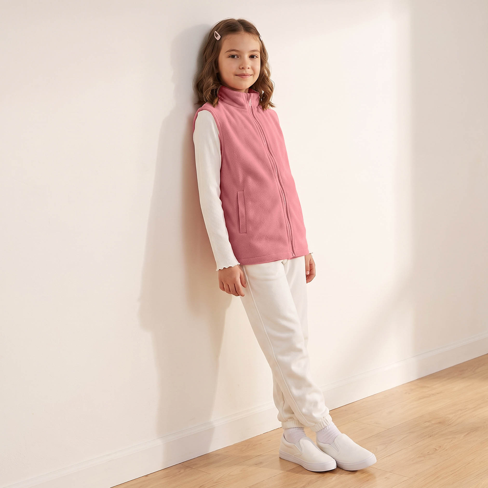 Juniors Pink School Jacket with Zip Closure - Girls-girls-clothing-winterwear-jacketsandcoats-image-5