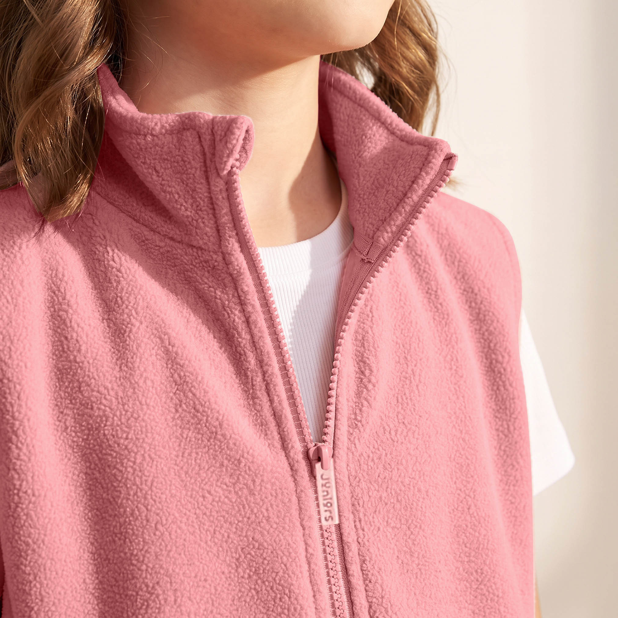 Juniors Pink School Jacket with Zip Closure - Girls-girls-clothing-winterwear-jacketsandcoats-image-6