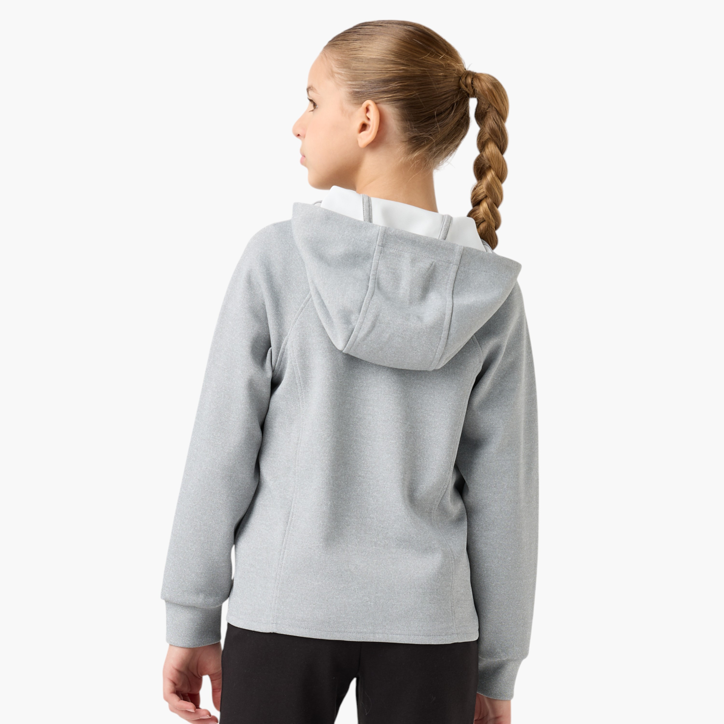 Juniors Textured Zip Through Hoodie with Long Thumb Sleeves-girls-clothing-schoolwear-jacketsandcoats-image-3