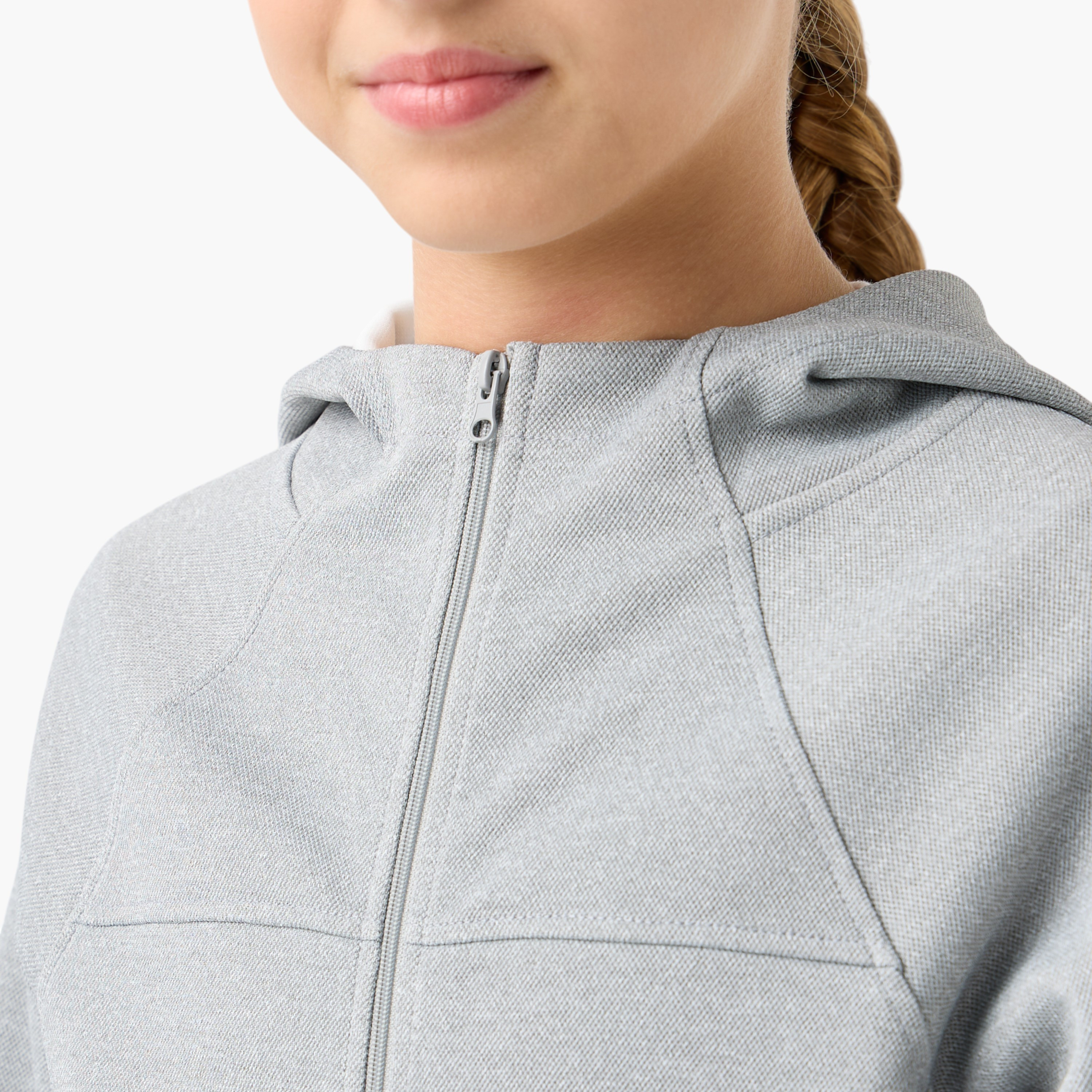 Juniors Textured Zip Through Hoodie with Long Thumb Sleeves-girls-clothing-schoolwear-jacketsandcoats-image-4