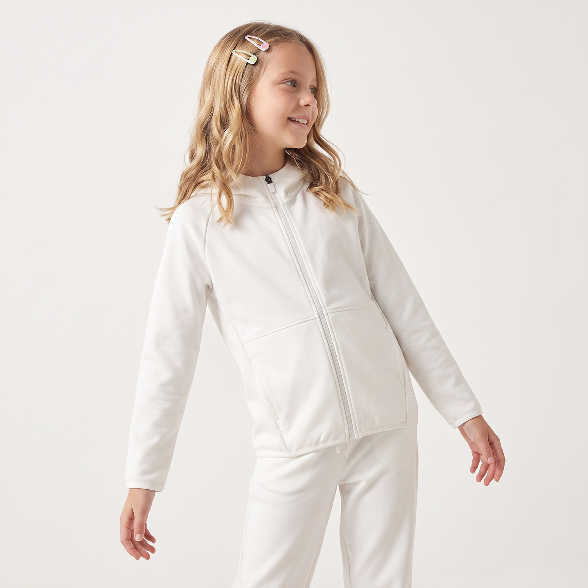 هودي بارز الملمس بسحاب إغلاق وأكمام طويلة من جونيورز-girls-clothing-sweatshirts-image-1