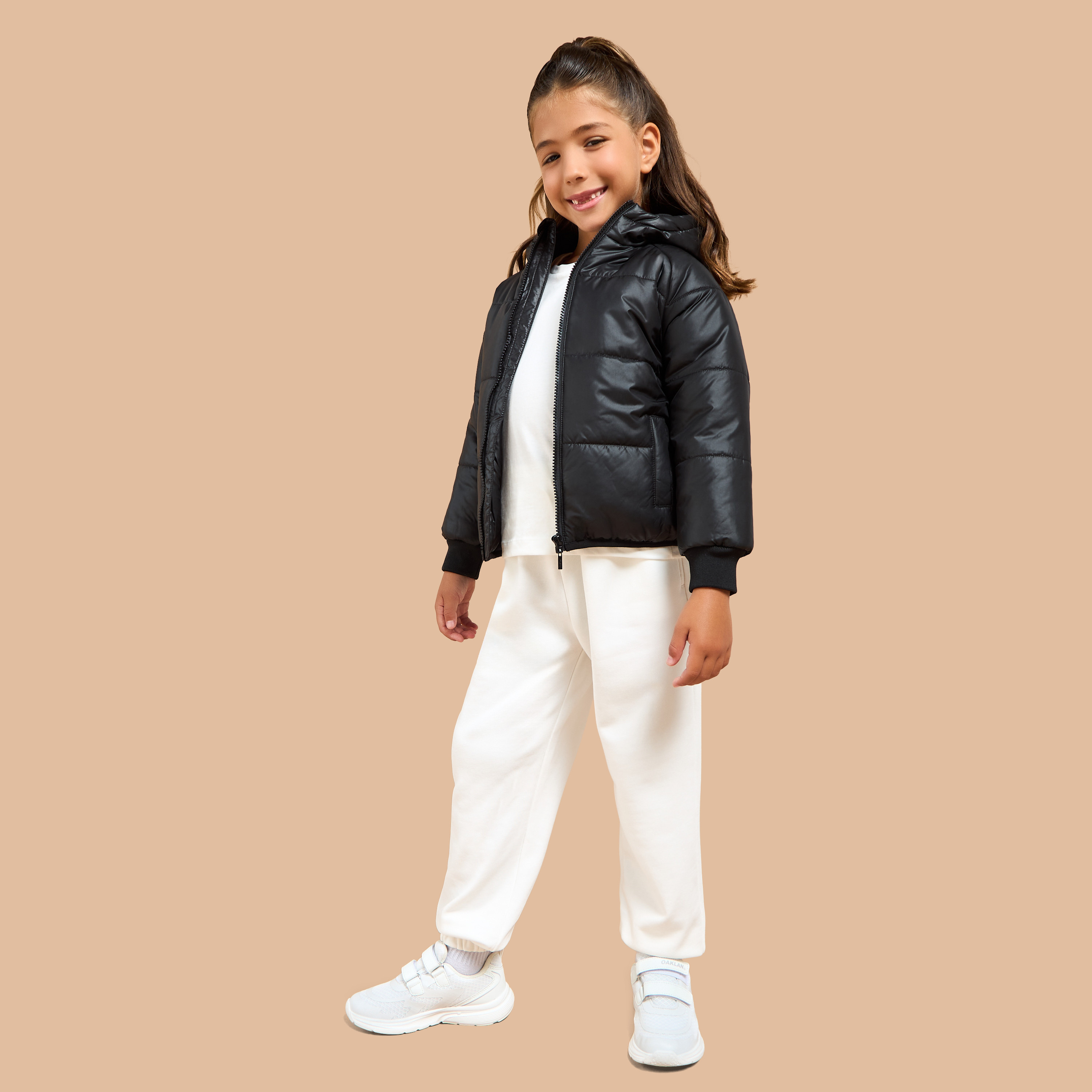 Juniors Quilted Hooded Jacket with Zip Closure-girls-clothing-winterwear-jacketsandcoats-image-2