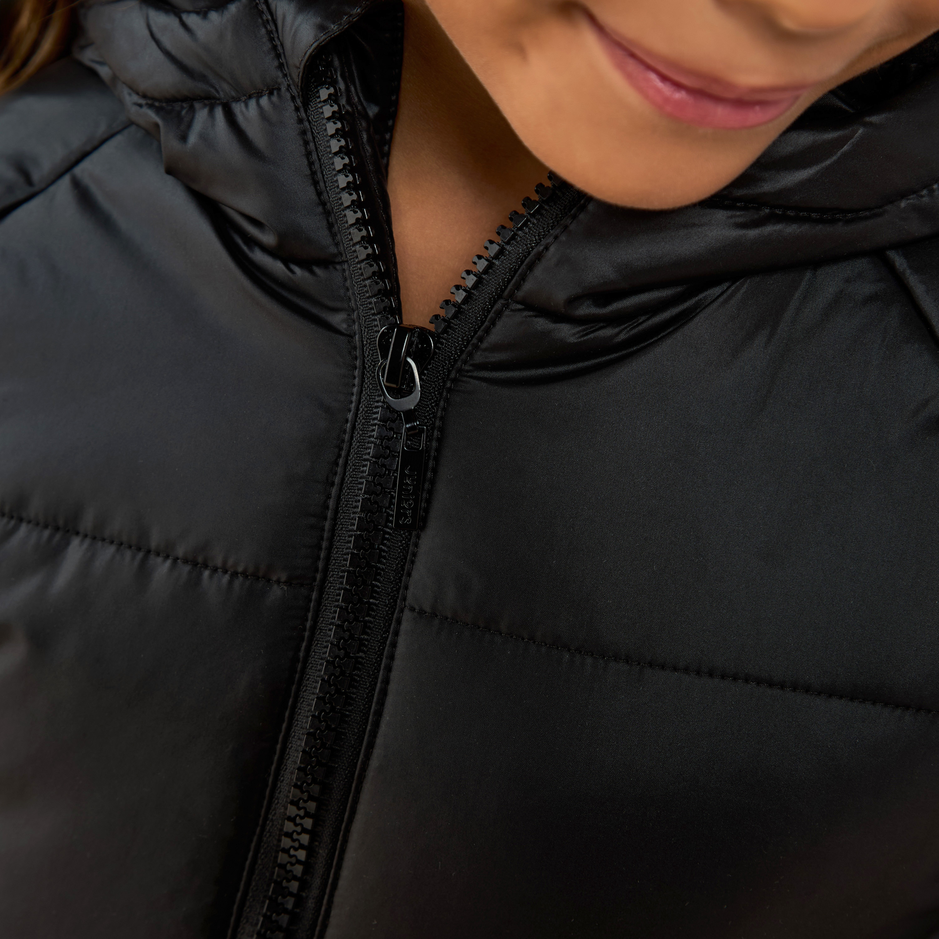 Juniors Quilted Hooded Jacket with Zip Closure-girls-clothing-winterwear-jacketsandcoats-image-5