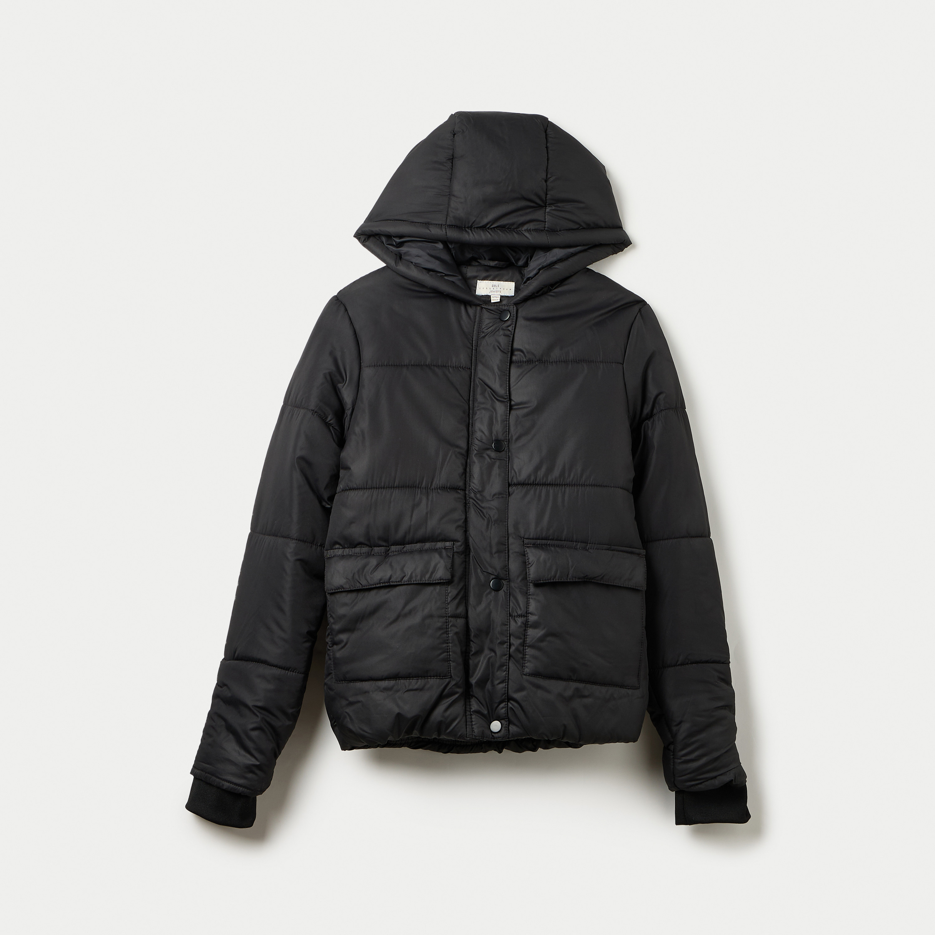 Juniors Solid Hooded Jacket with Long Sleeves and Pockets-girls-clothing-schoolwear-jacketsandcoats-image-1