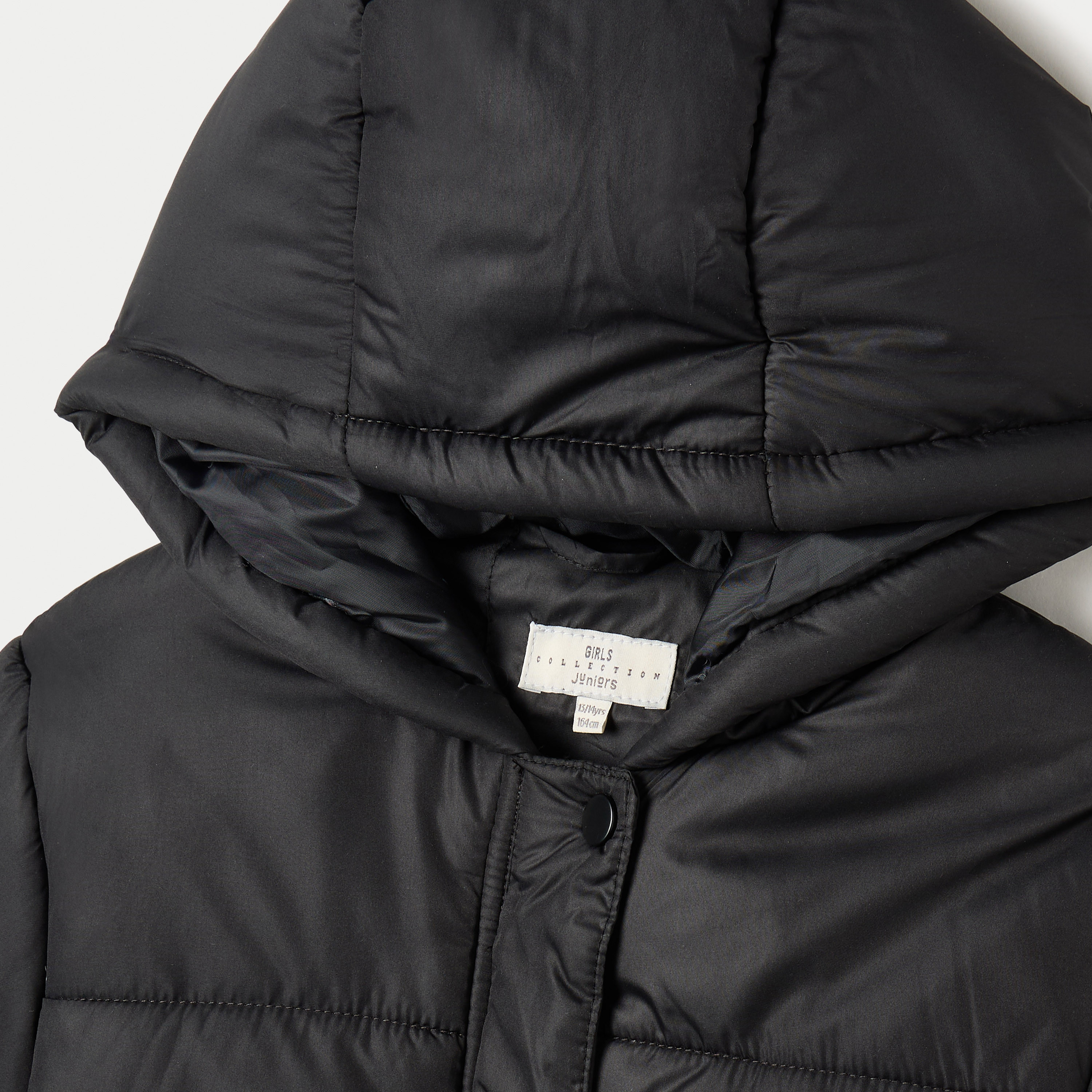 Juniors Solid Hooded Jacket with Long Sleeves and Pockets-girls-clothing-schoolwear-jacketsandcoats-image-2