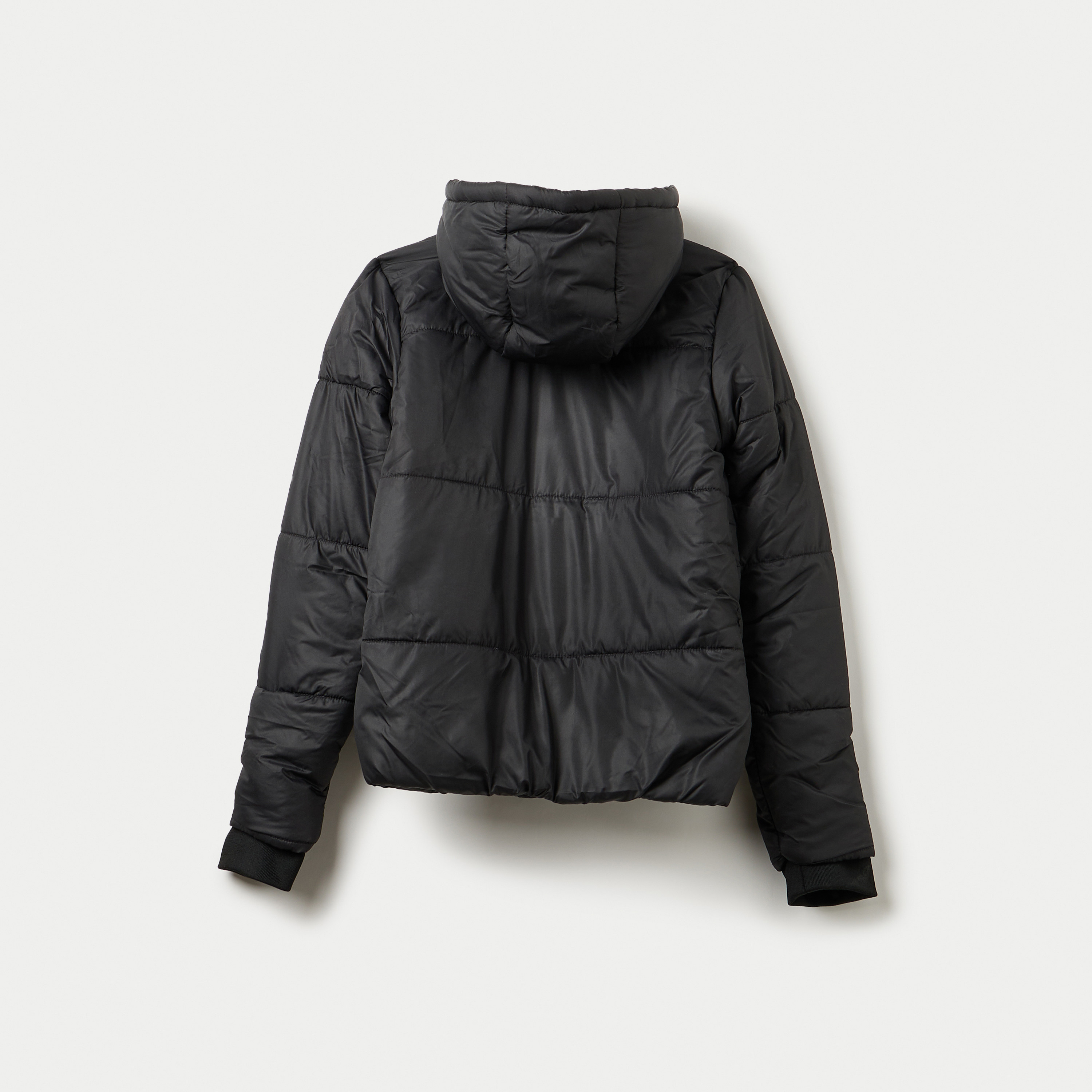 Juniors Solid Hooded Jacket with Long Sleeves and Pockets-girls-clothing-schoolwear-jacketsandcoats-image-4