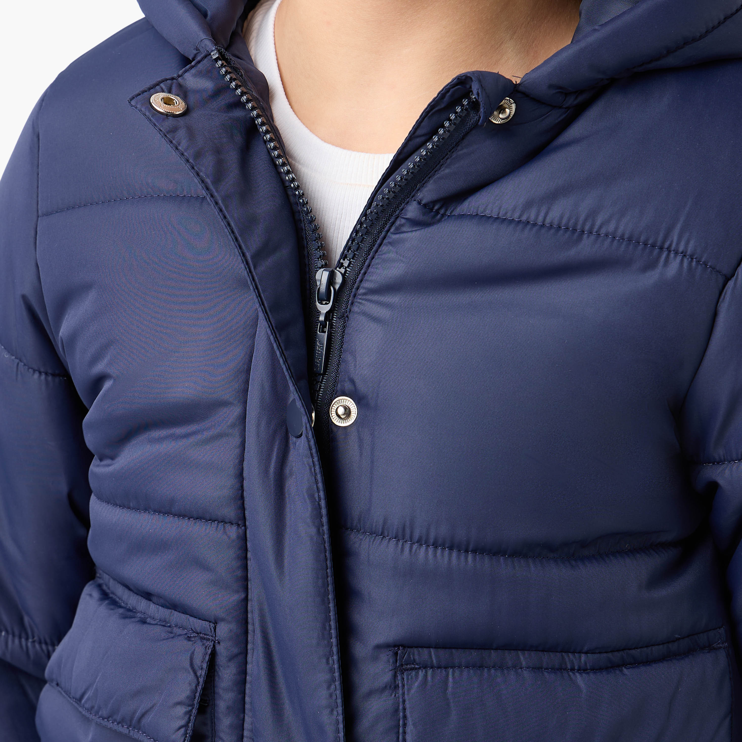 Juniors Solid Hooded Jacket with Long Sleeves and Pockets-girls-clothing-schoolwear-jacketsandcoats-image-4