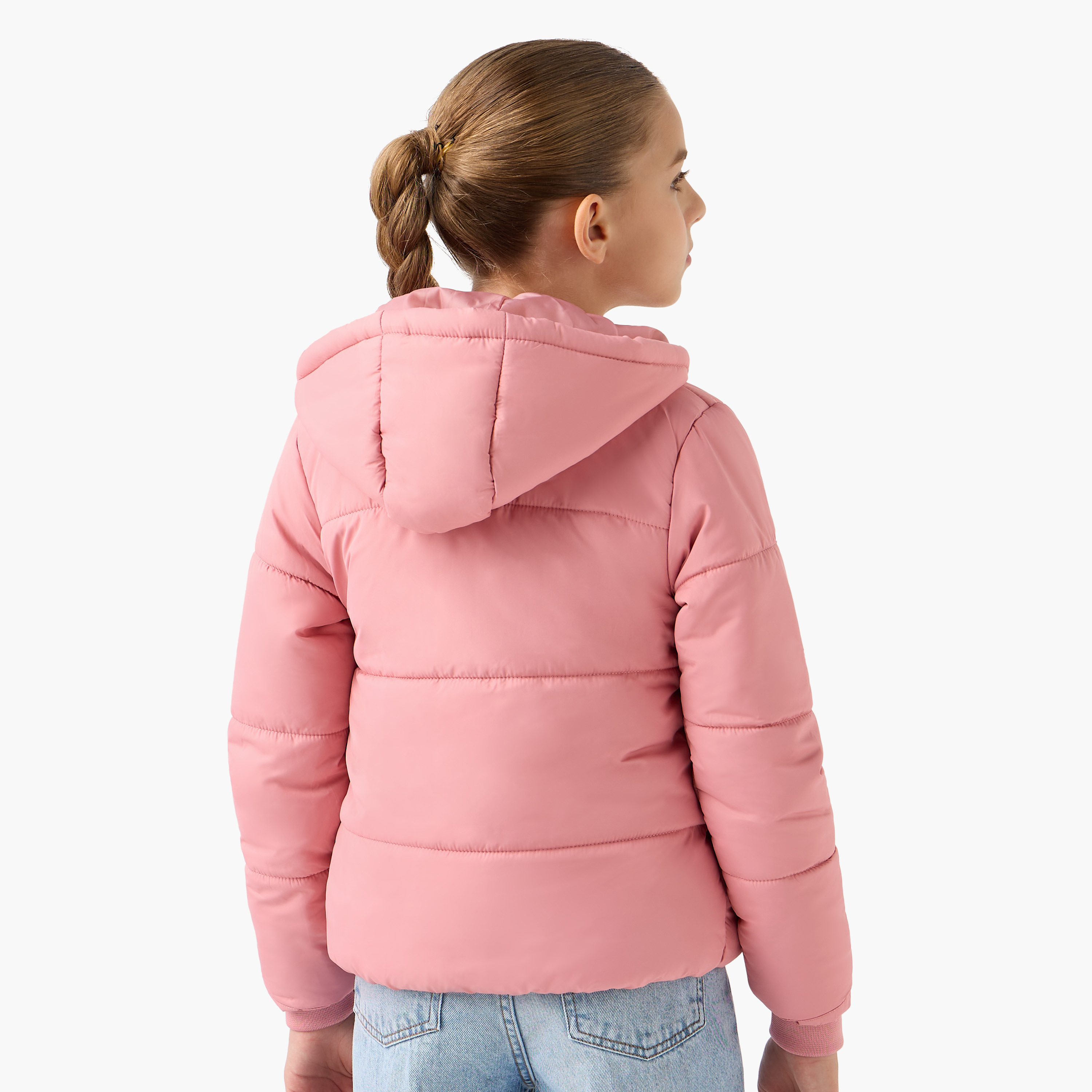 جاكيت سادة بقبعة وأكمام طويلة وجيوب من جونيورز-girls-clothing-schoolwear-jacketsandcoats-image-2