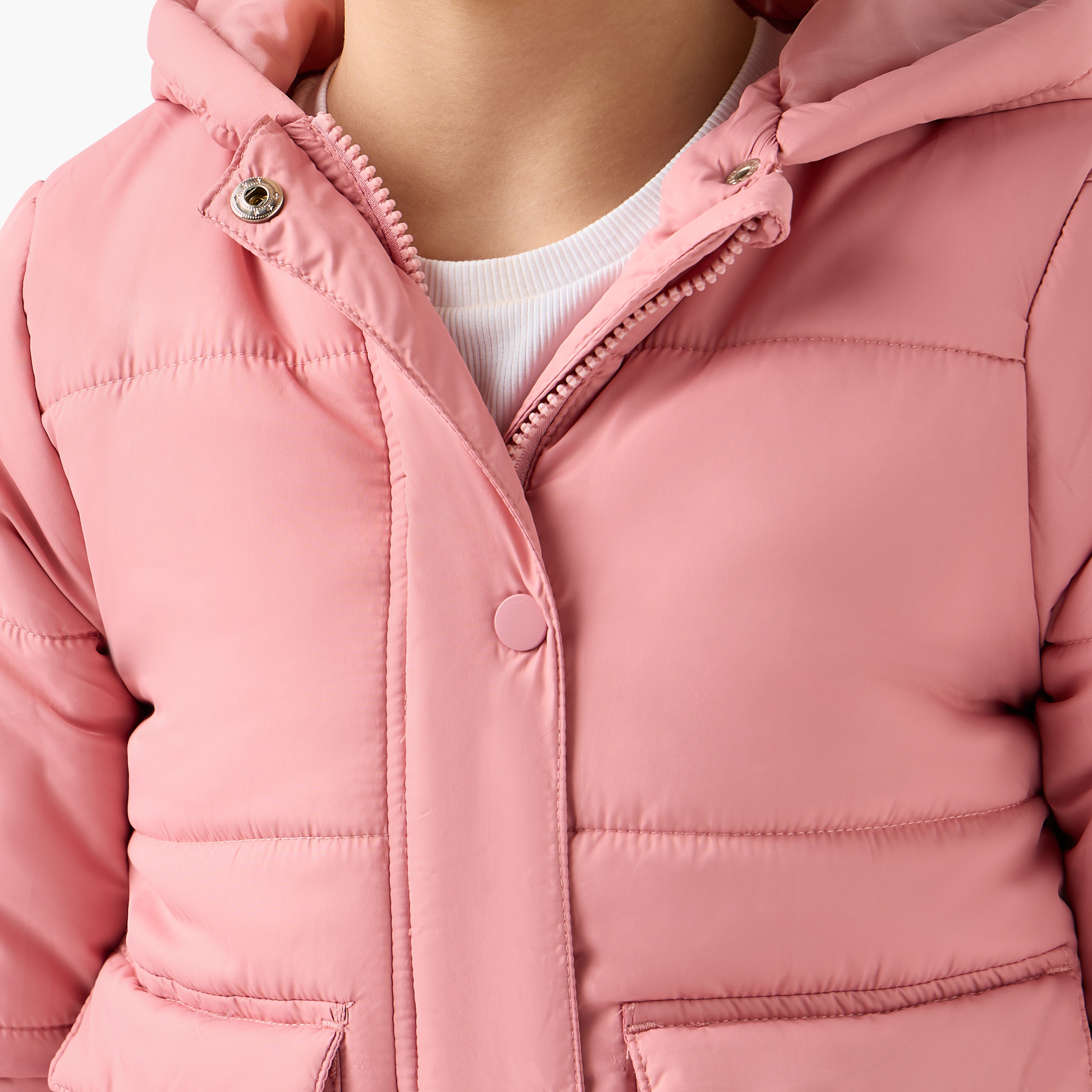 جاكيت سادة بقبعة وأكمام طويلة وجيوب من جونيورز-girls-clothing-schoolwear-jacketsandcoats-image-1