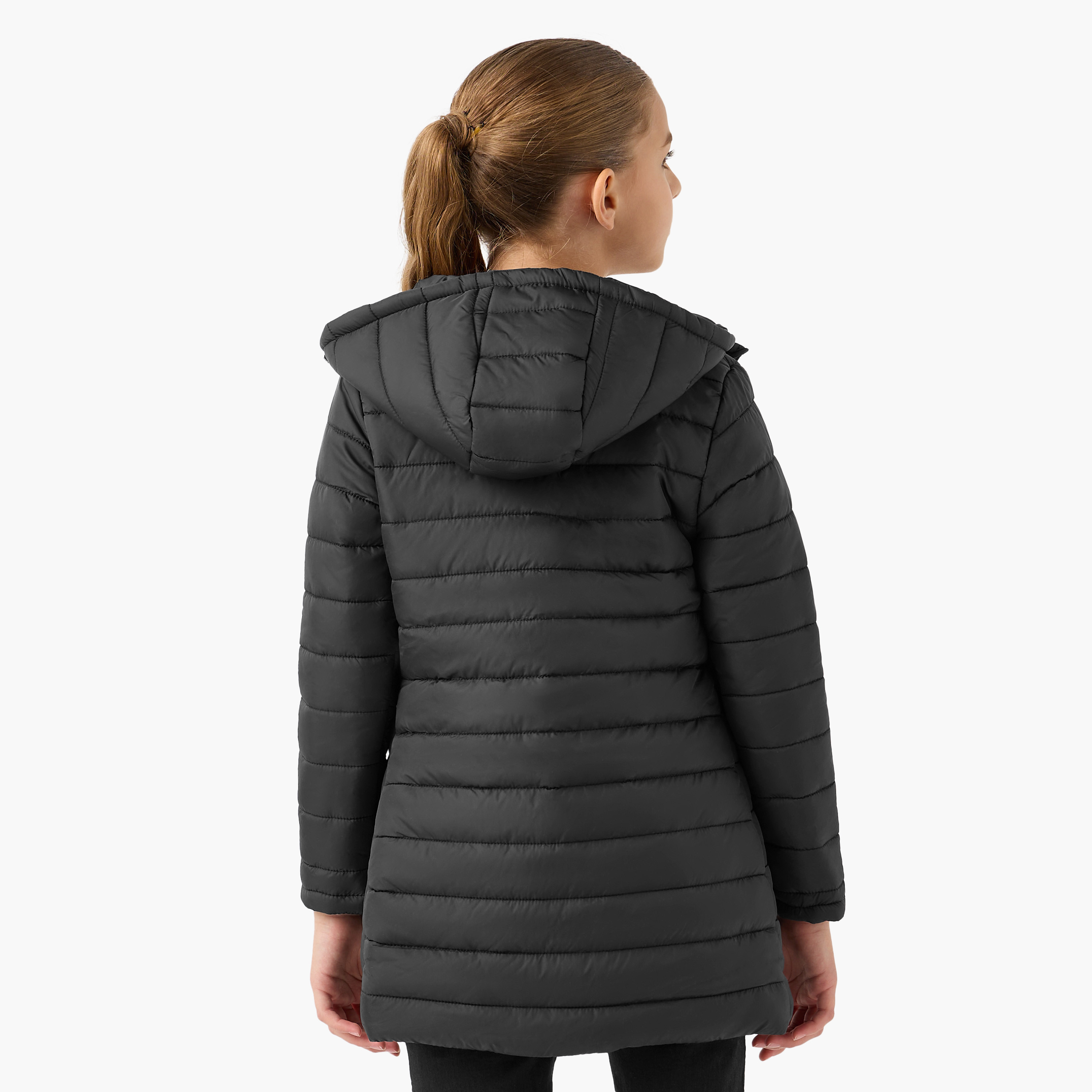 Juniors Quilted Jacket with Long Sleeves and Zip Closure-girls-clothing-schoolwear-jacketsandcoats-image-3