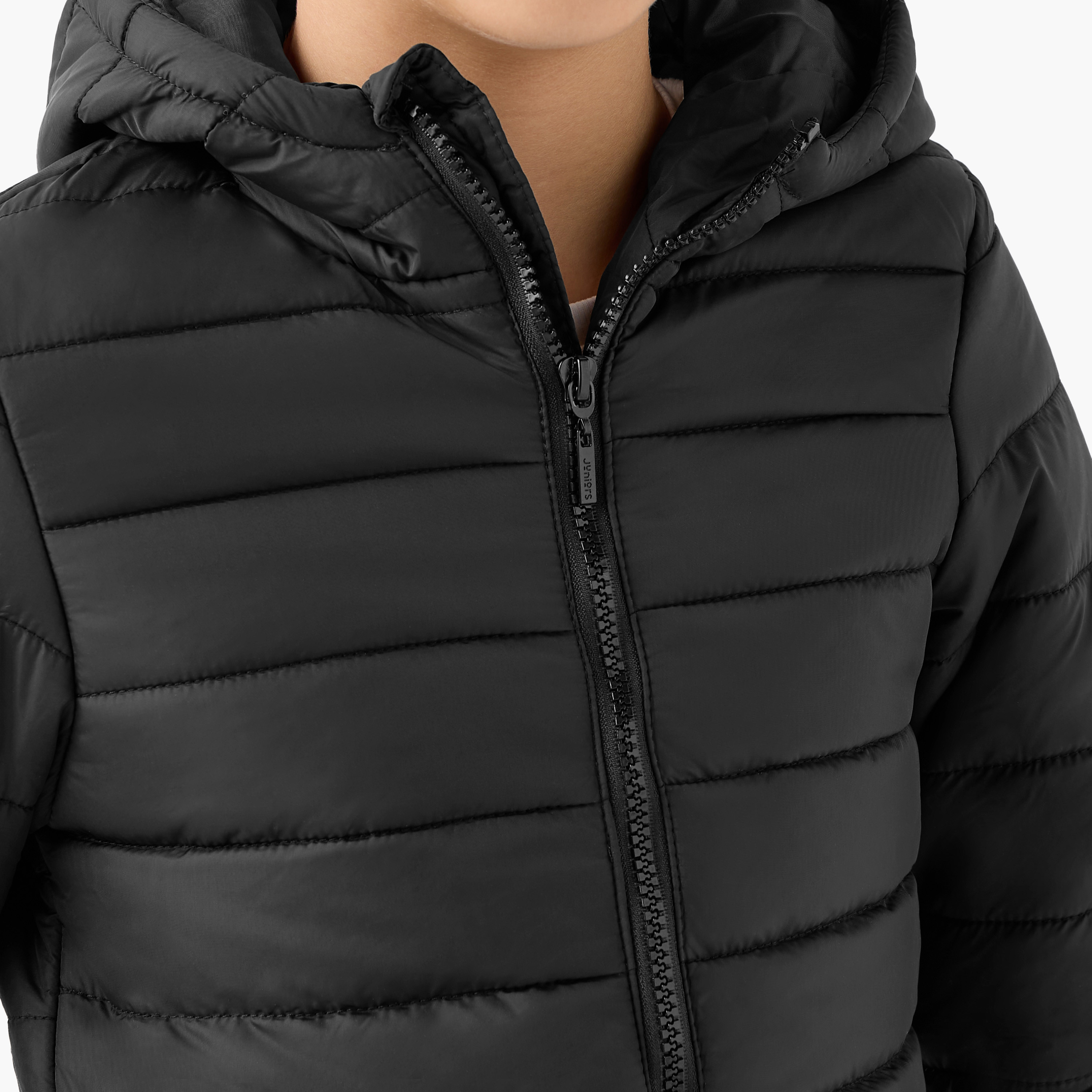 Juniors Quilted Jacket with Long Sleeves and Zip Closure-girls-clothing-schoolwear-jacketsandcoats-image-4