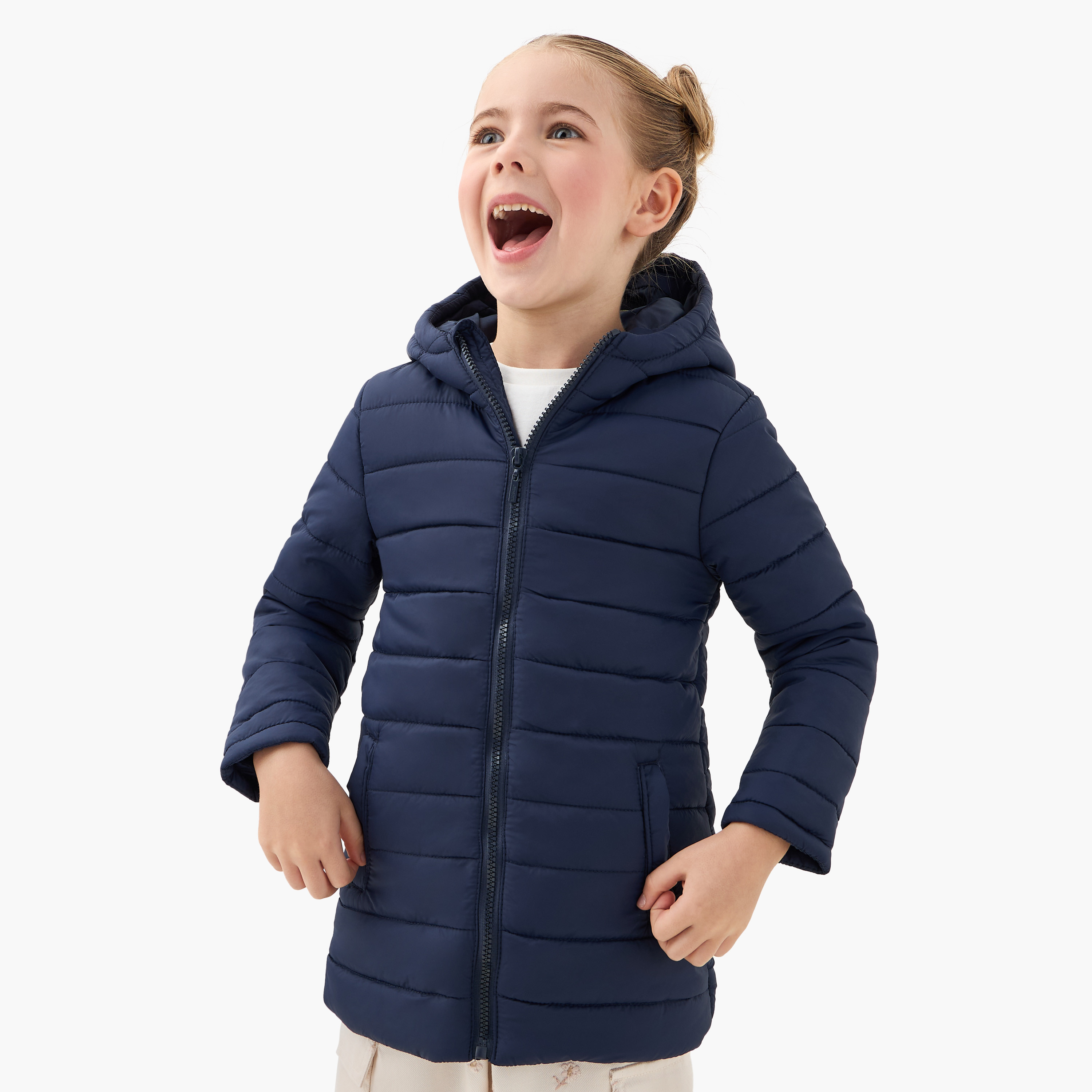 Juniors Quilted Jacket with Long Sleeves and Zip Closure-girls-clothing-schoolwear-jacketsandcoats-image-1