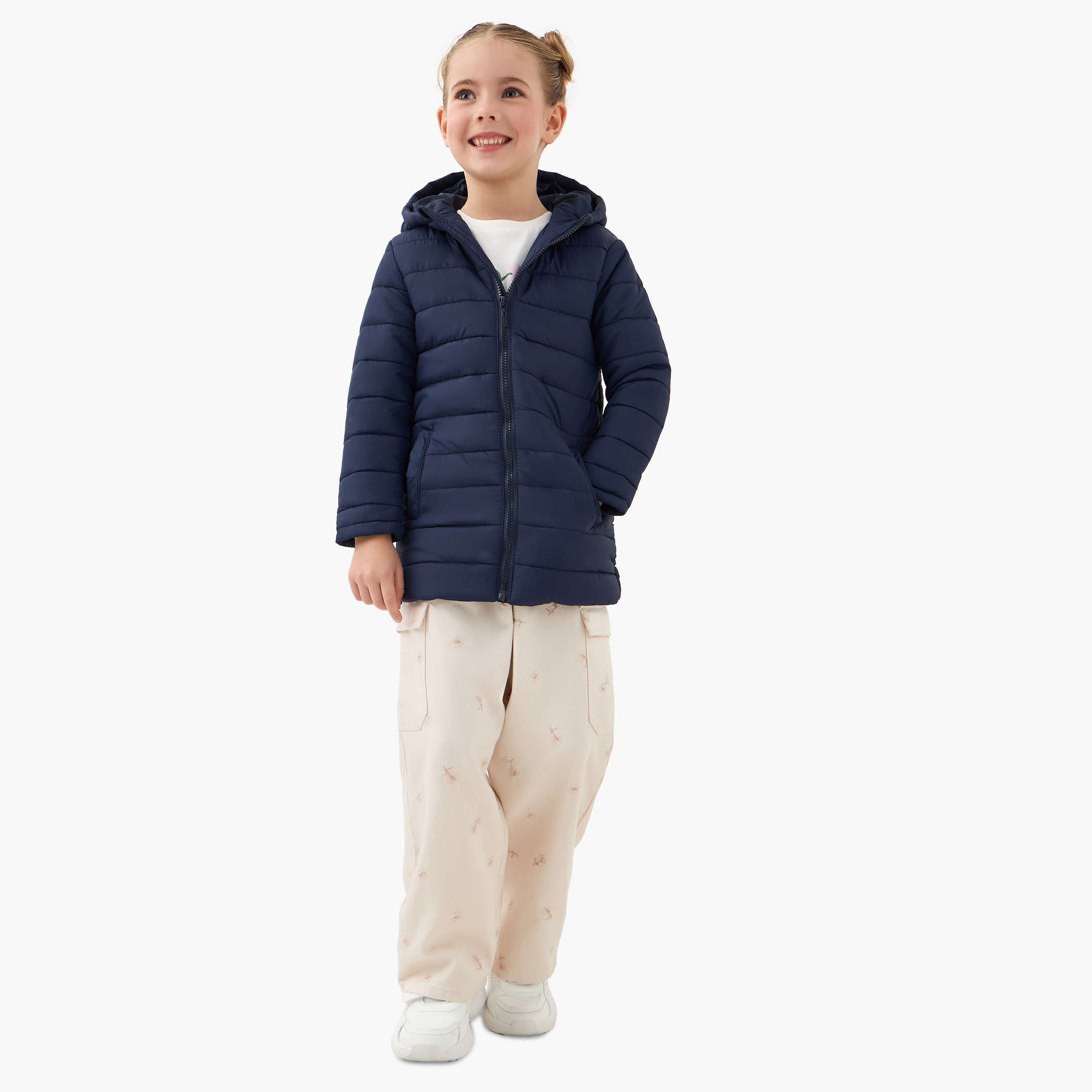 Juniors Quilted Jacket with Long Sleeves and Zip Closure-girls-clothing-schoolwear-jacketsandcoats-image-2