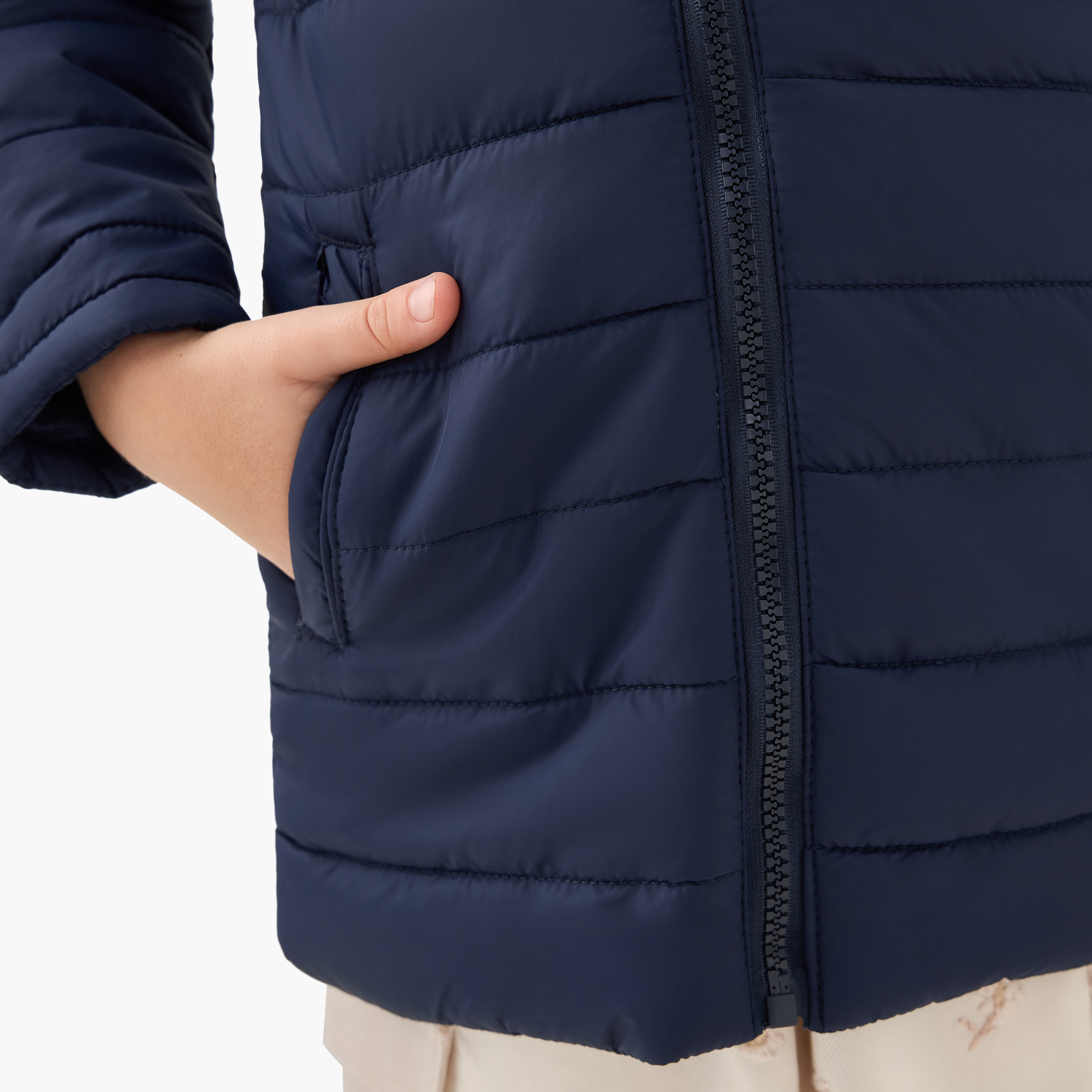 Juniors Quilted Jacket with Long Sleeves and Zip Closure-girls-clothing-schoolwear-jacketsandcoats-image-4