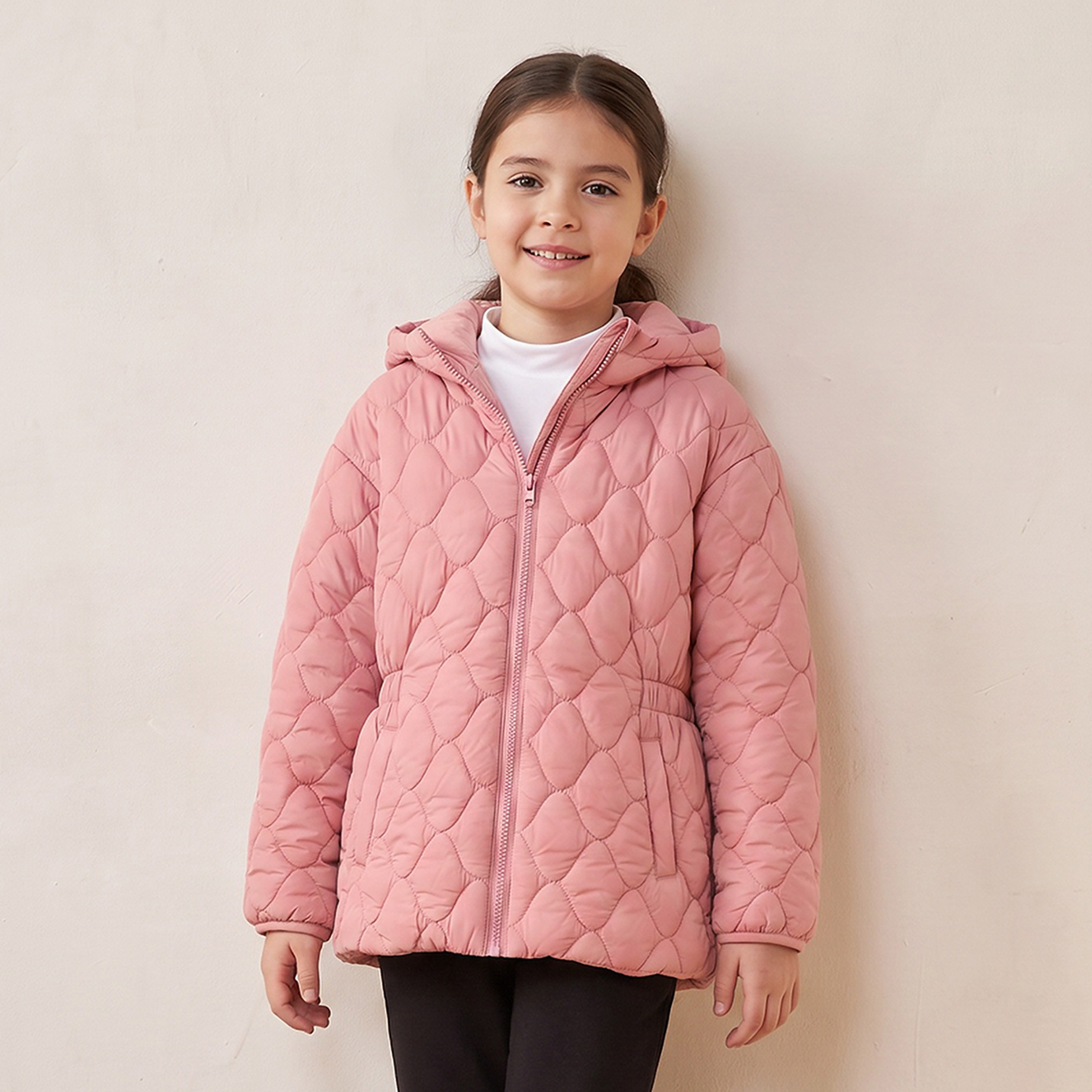 Juniors Quilted Hooded Jacket with Pockets-girls-clothing-winterwear-jacketsandcoats-image-1
