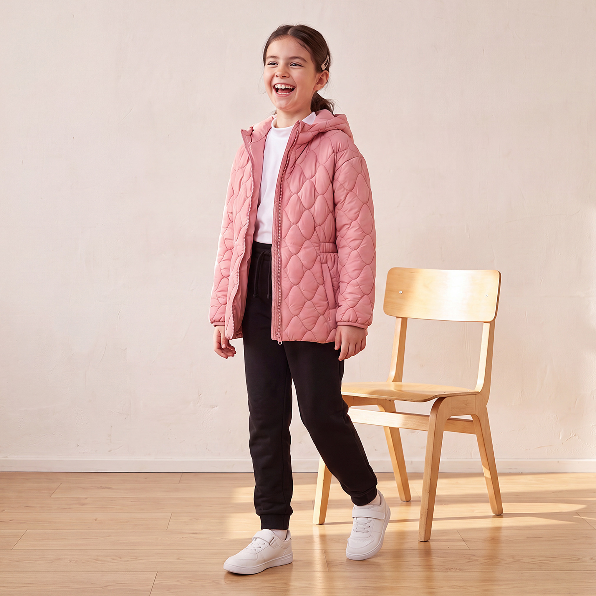 Juniors Quilted Hooded Jacket with Pockets-girls-clothing-winterwear-jacketsandcoats-image-2