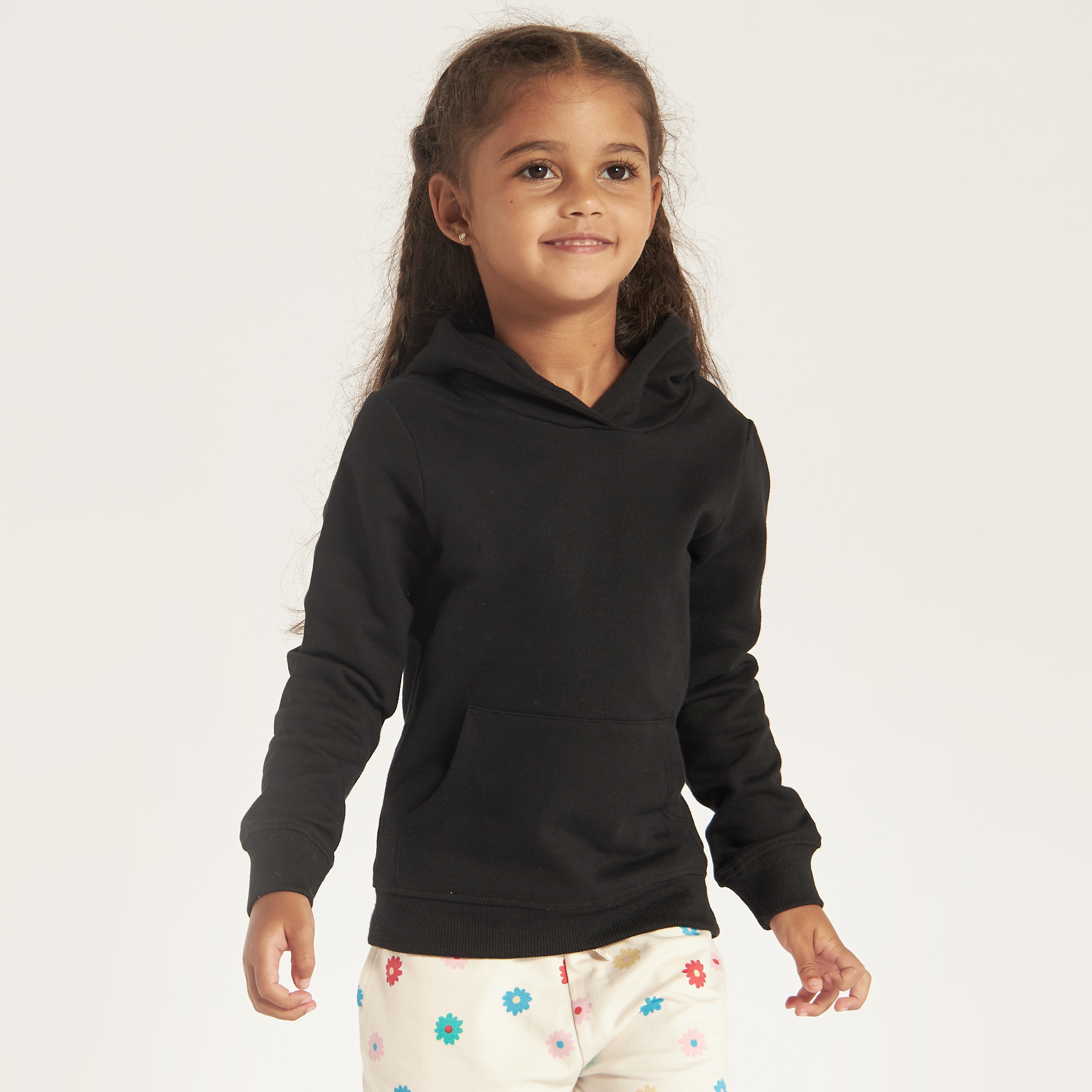 Juniors Solid Sweatshirt with Hood and Pockets-girls-clothing-sweatshirts-image-1