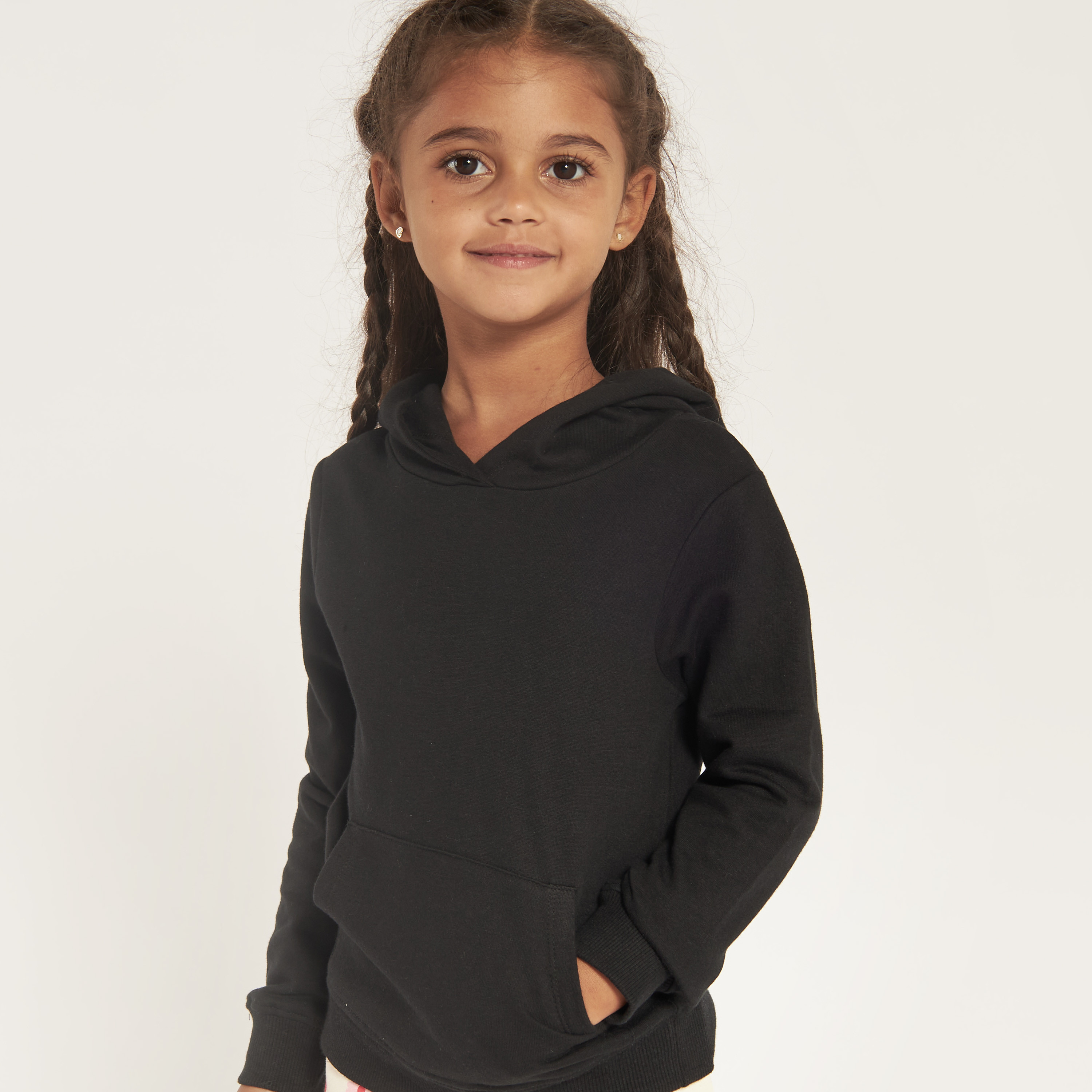 Juniors Solid Sweatshirt with Hood and Pockets-girls-clothing-sweatshirts-image-3