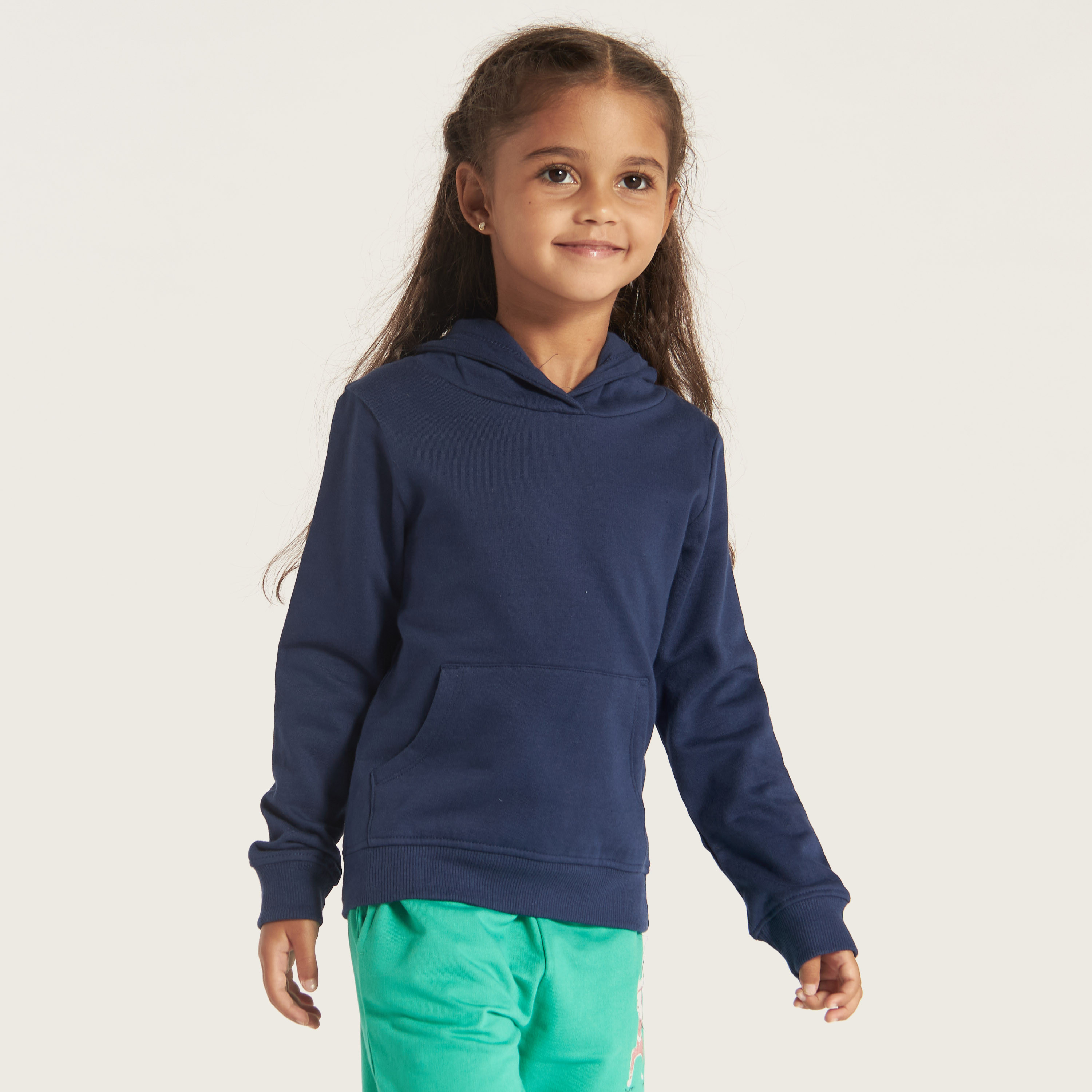 Juniors Solid Sweatshirt with Hood and Pockets-girls-clothing-sweatshirts-image-1