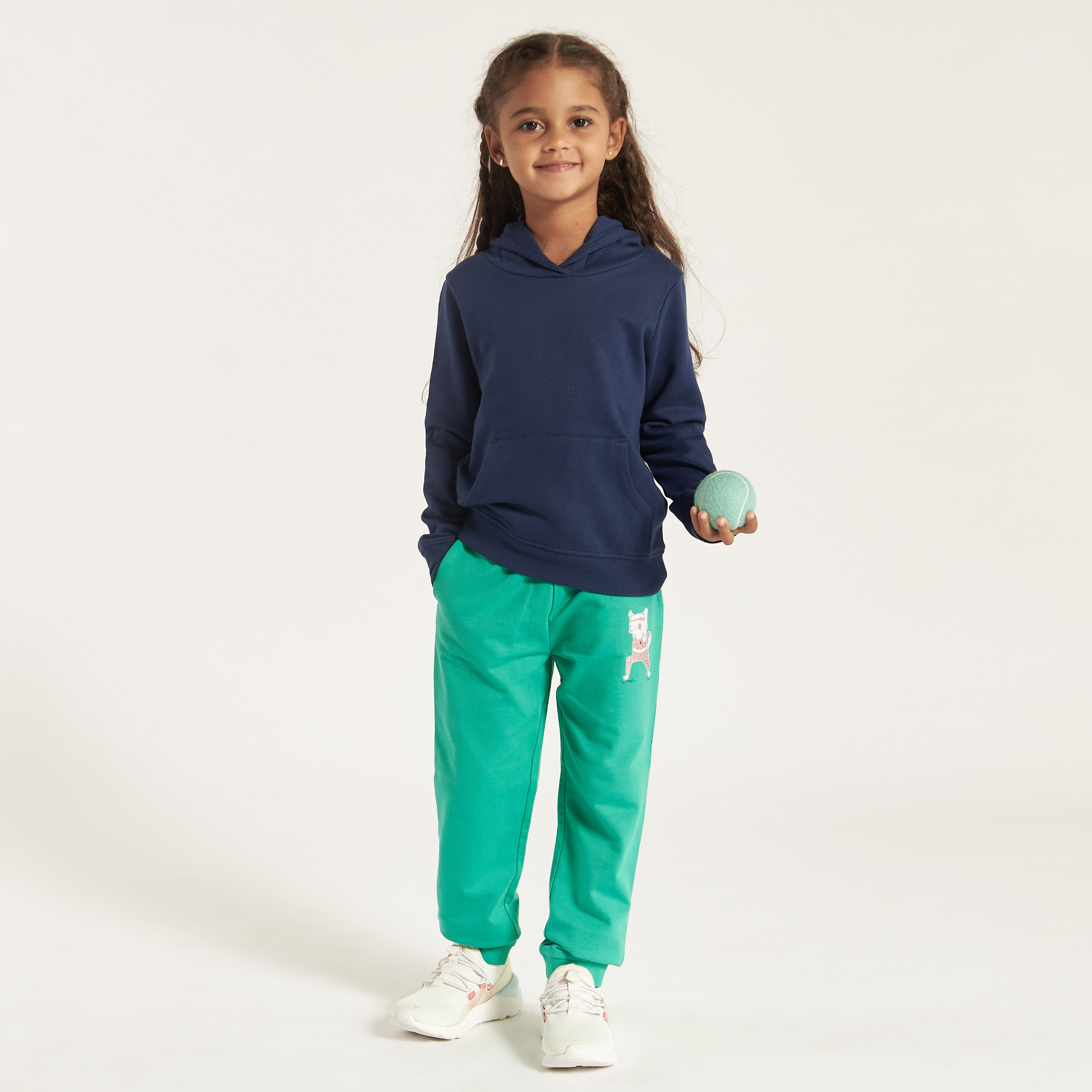 Juniors Solid Sweatshirt with Hood and Pockets-girls-clothing-sweatshirts-image-2