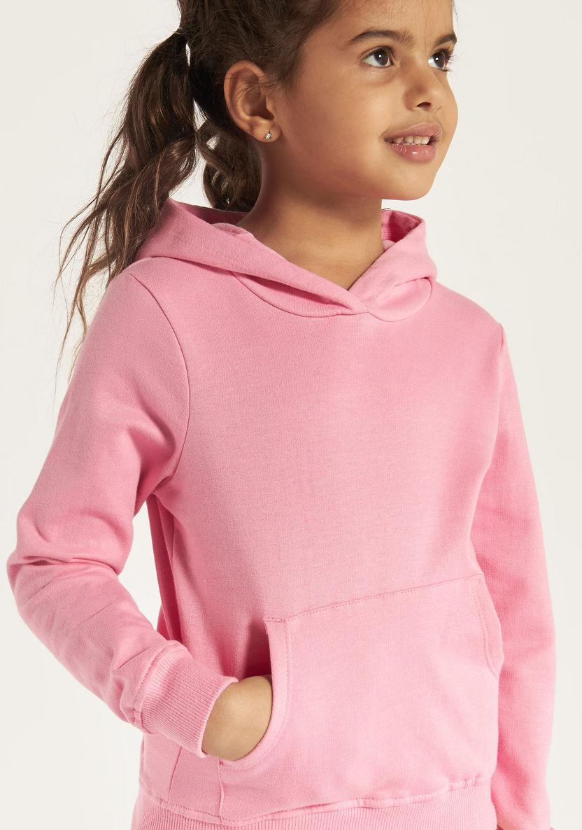 Juniors Solid Sweatshirt with Hood and Pockets-Coats and Jackets-image-2