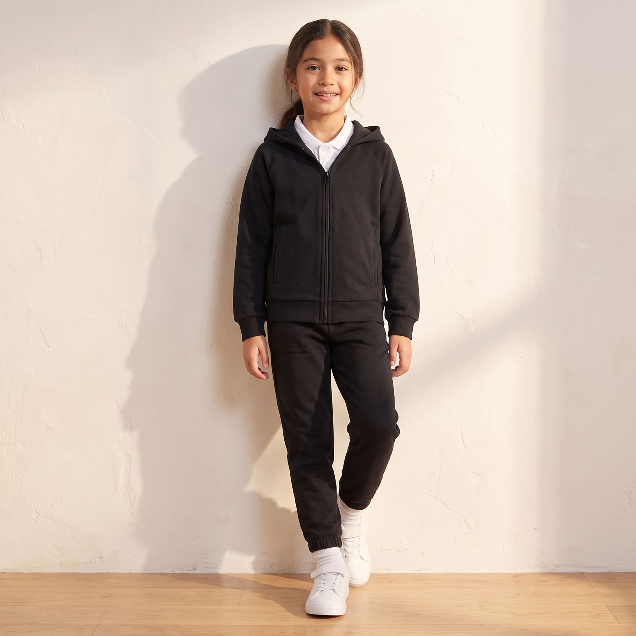 جاكيت سادة بسحاب وقبعة وأكمام طويلة من جونيورز-girls-clothing-sweatshirts-image-6