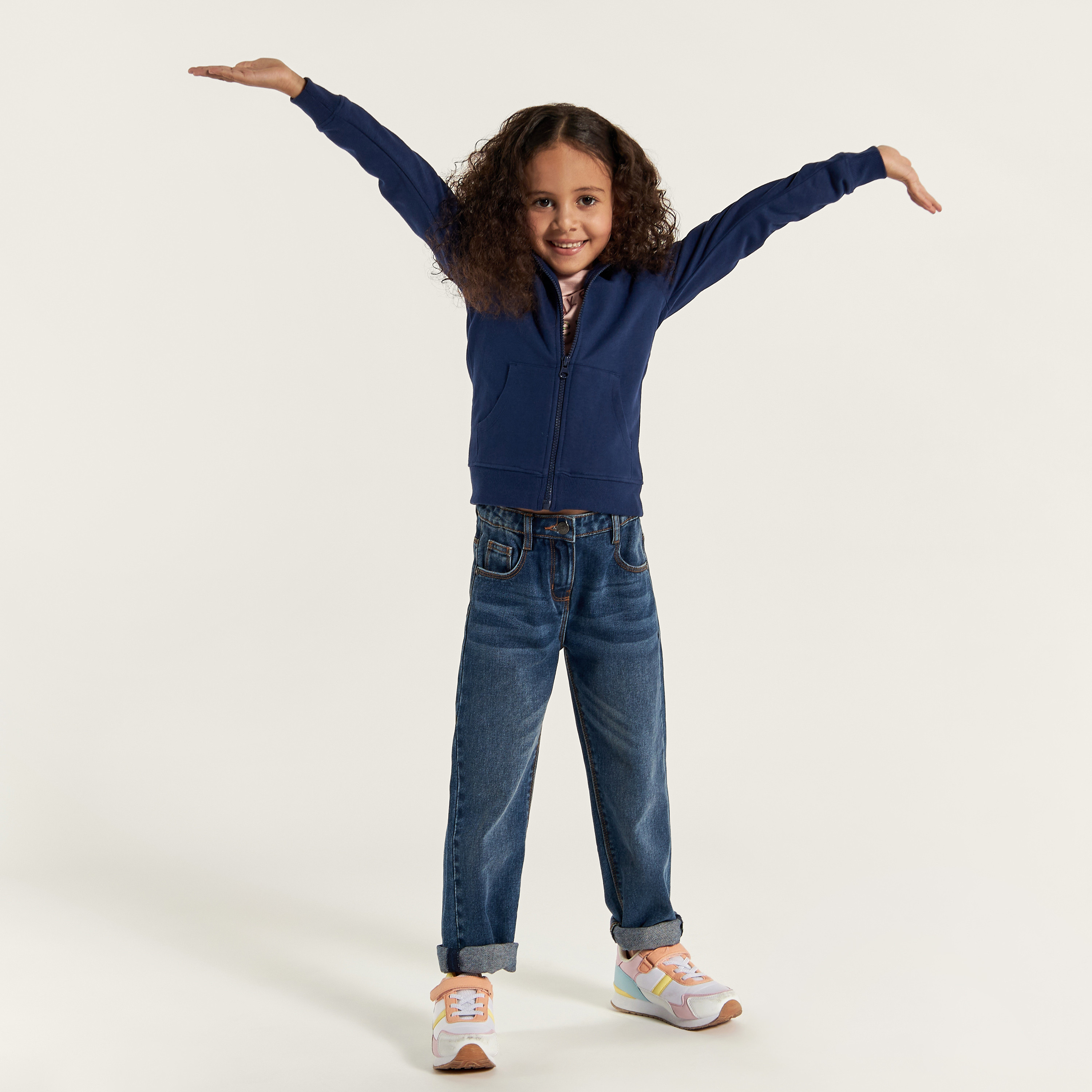 Juniors Solid Zip Through Jacket with Hood and Long Sleeves-girls-clothing-schoolwear-jacketsandcoats-image-2