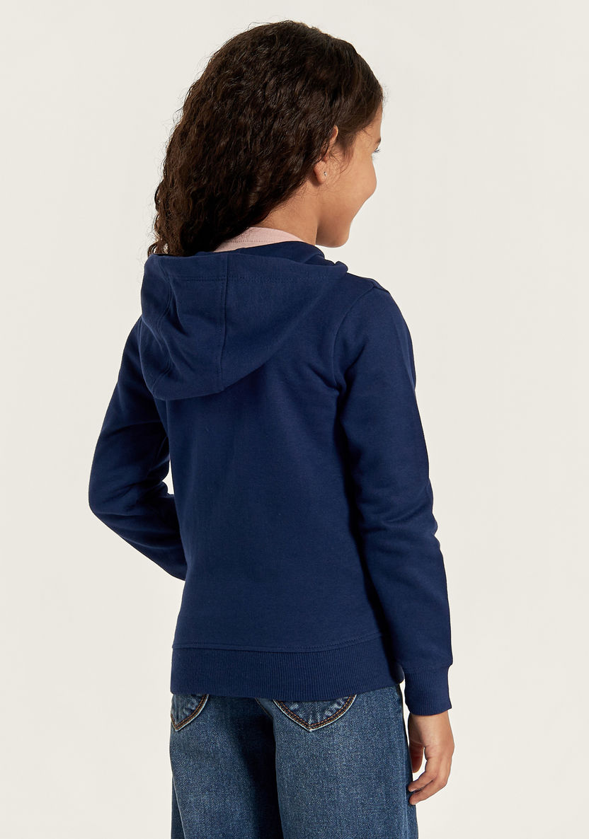 Juniors Solid Zip Through Jacket with Hood and Long Sleeves-Coats and Jackets-image-3
