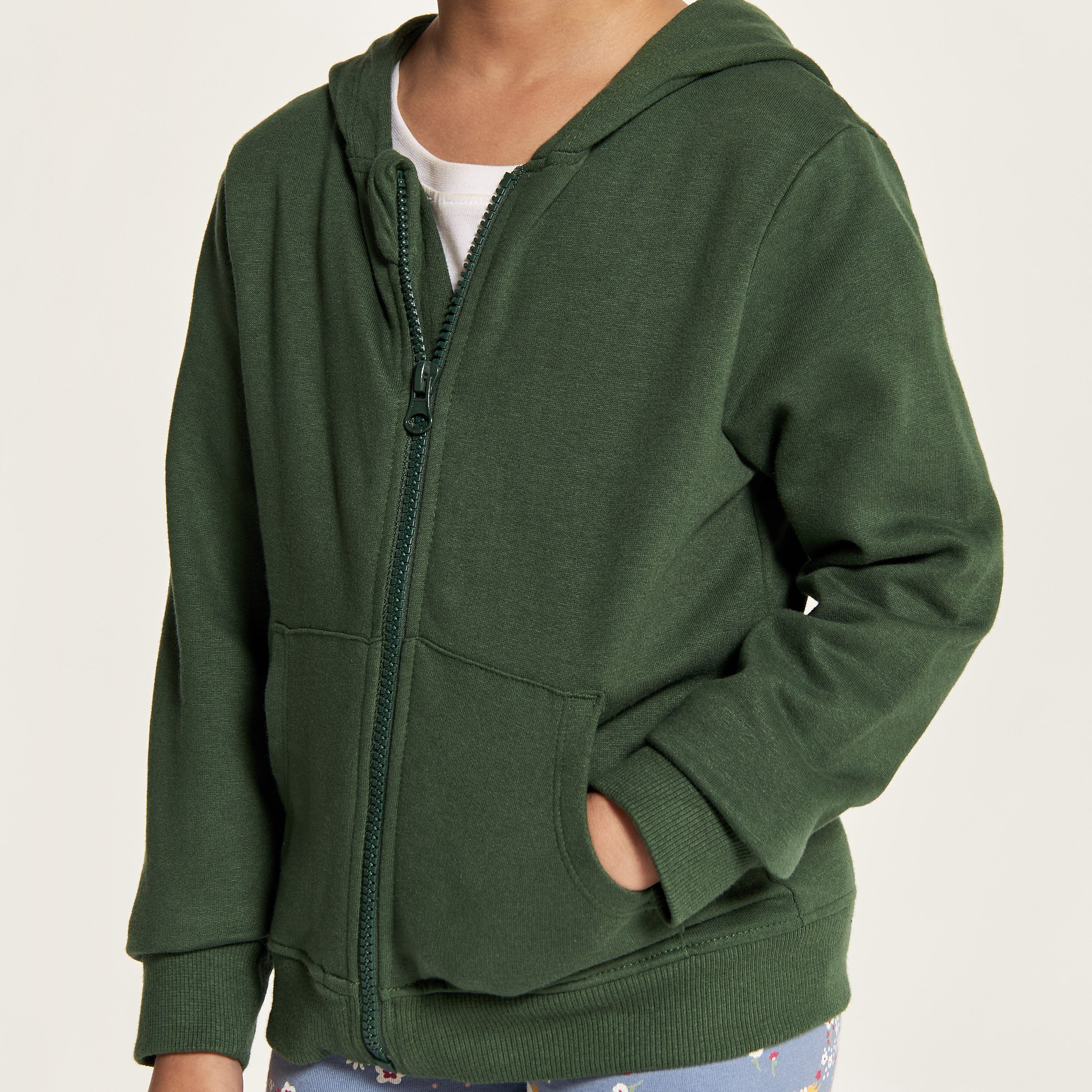 جاكيت سادة بسحاب وقبعة وأكمام طويلة من جونيورز-girls-clothing-sweatshirts-image-3