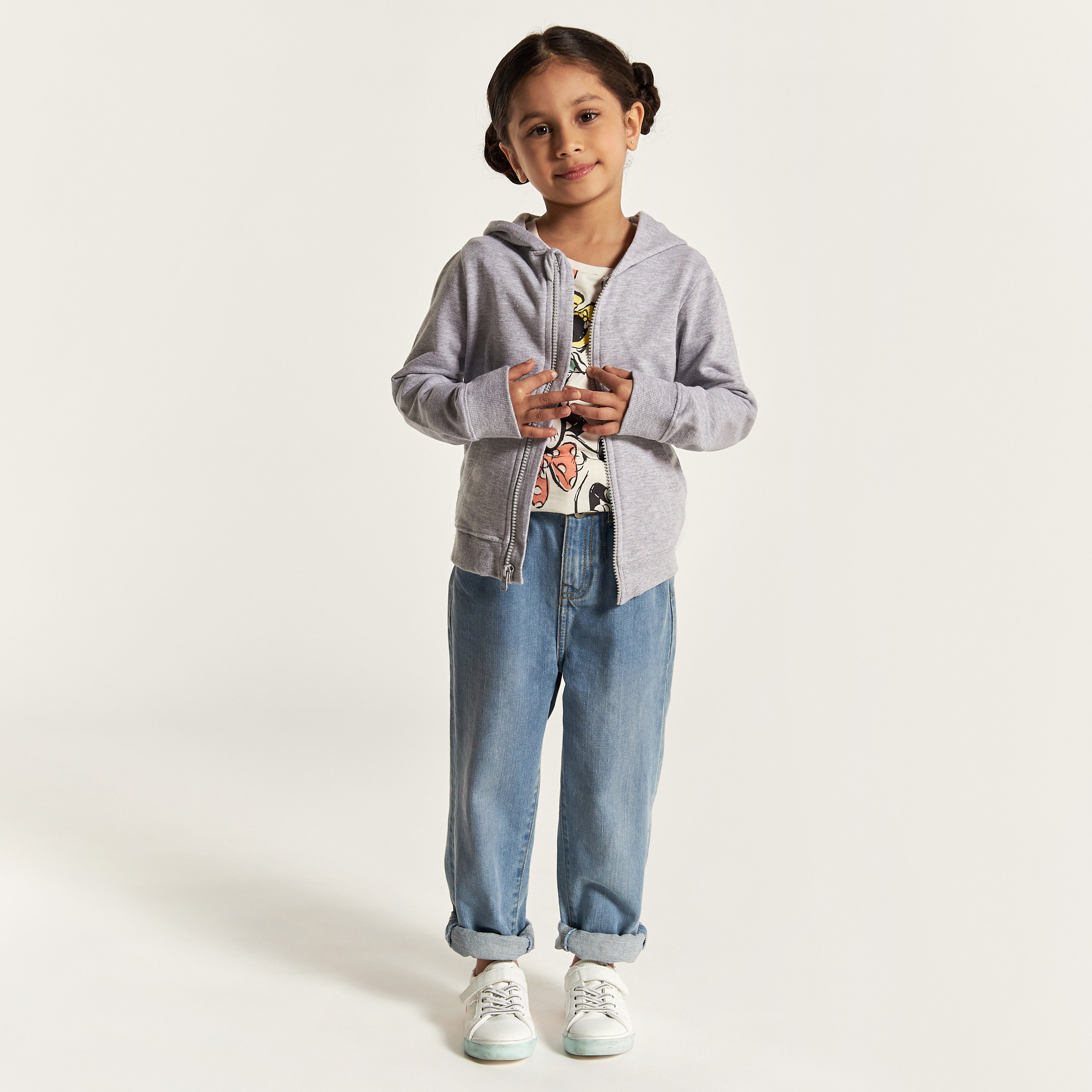 Juniors Solid Zip Through Jacket with Hood and Long Sleeves-girls-clothing-schoolwear-jacketsandcoats-image-2