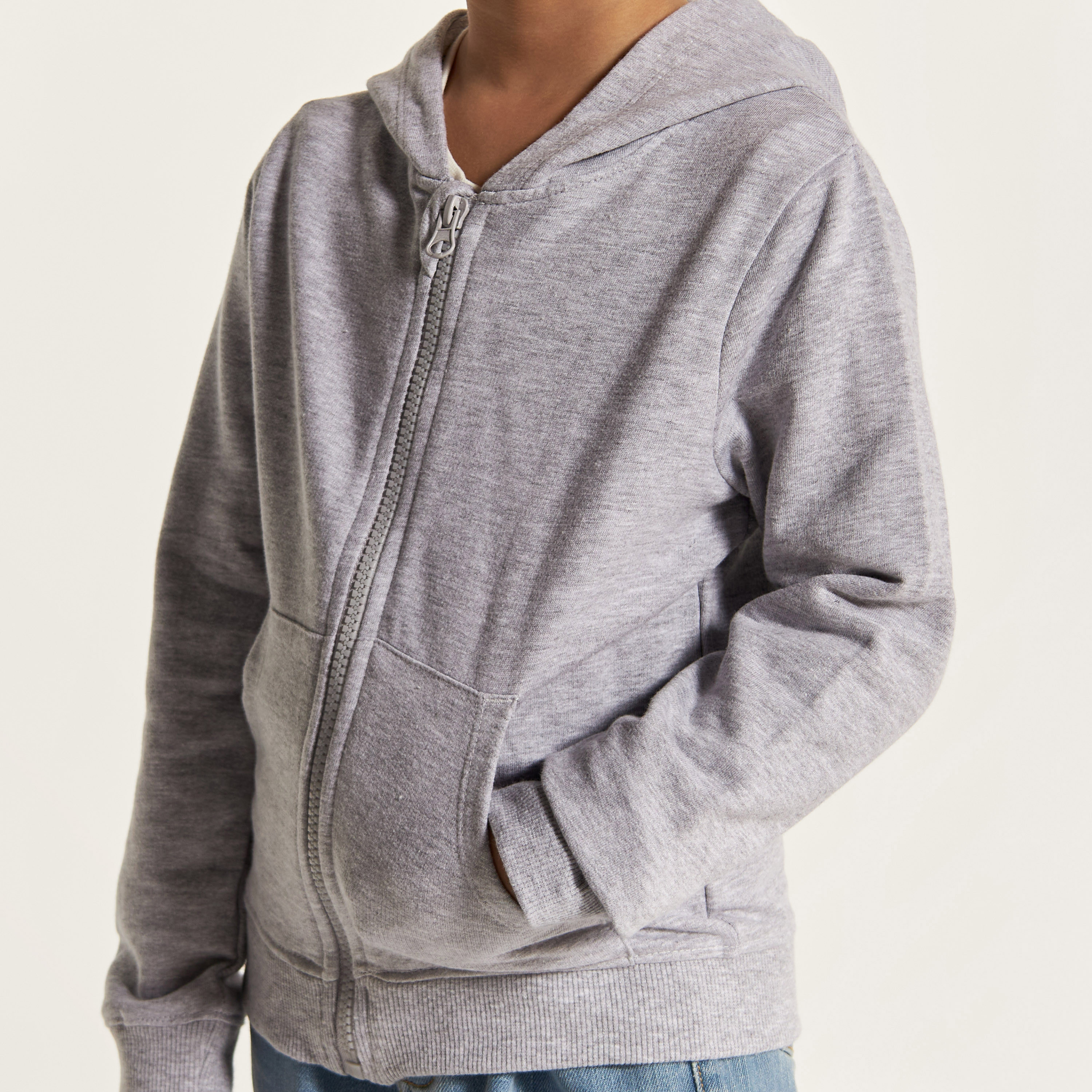 Juniors Solid Zip Through Jacket with Hood and Long Sleeves-girls-clothing-schoolwear-jacketsandcoats-image-3