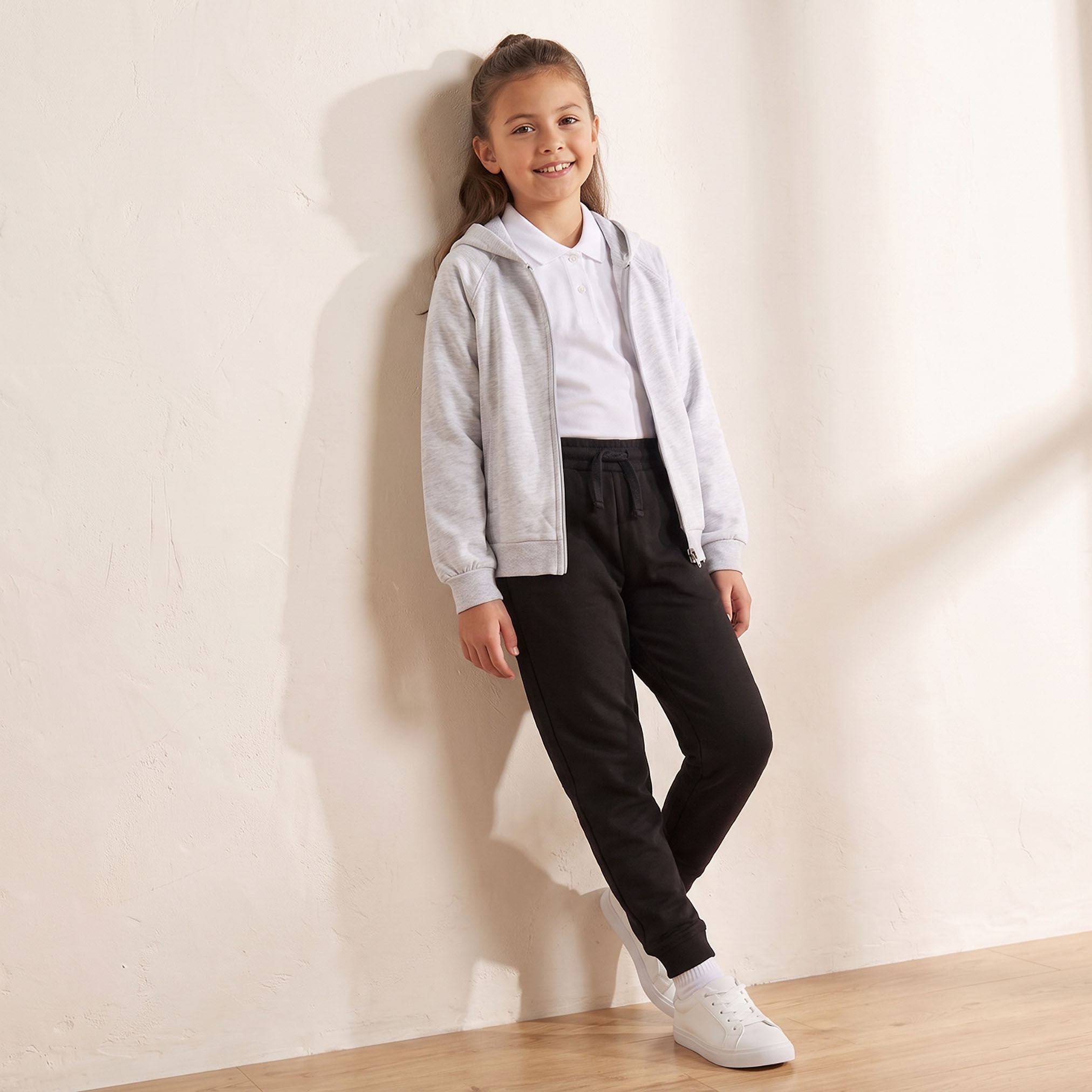 جاكيت سادة بسحاب وقبعة وأكمام طويلة من جونيورز-girls-clothing-sweatshirts-image-5