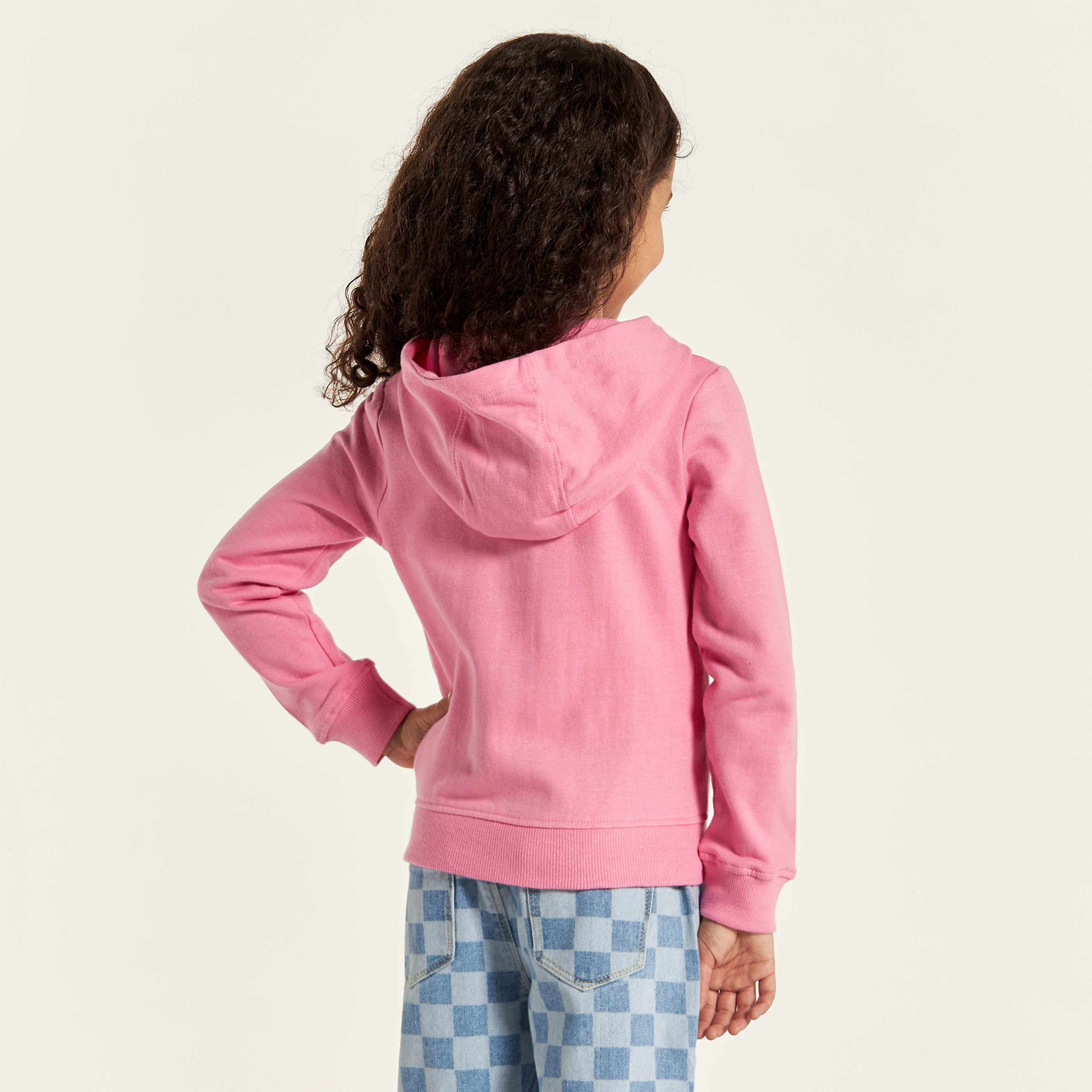 Juniors Solid Zip Through Jacket with Hood and Long Sleeves-girls-clothing-schoolwear-jacketsandcoats-image-4