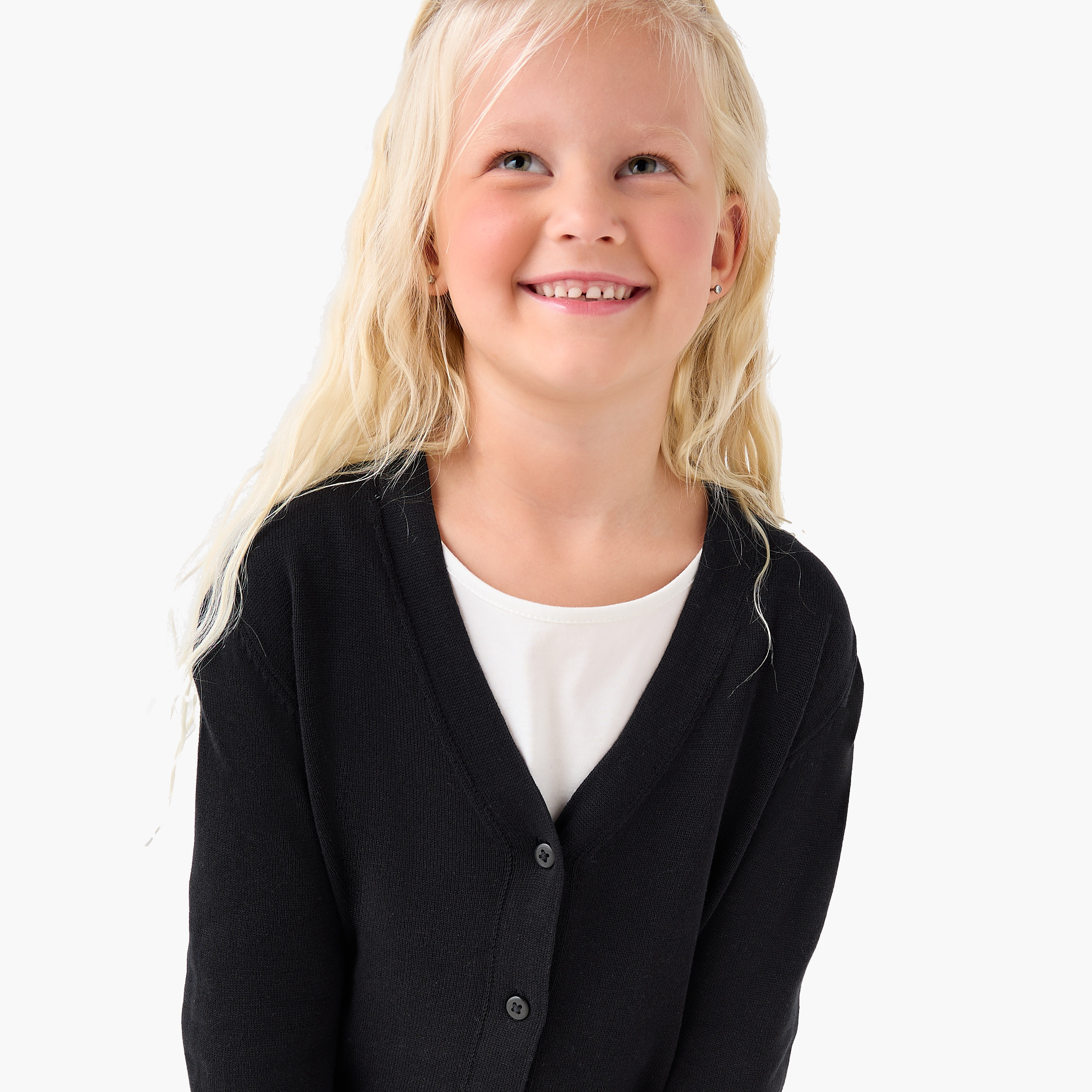 Juniors Solid Cardigan with V-neck and Long Sleeves-girls-clothing-winterwear-jumpersandcardigans-image-4