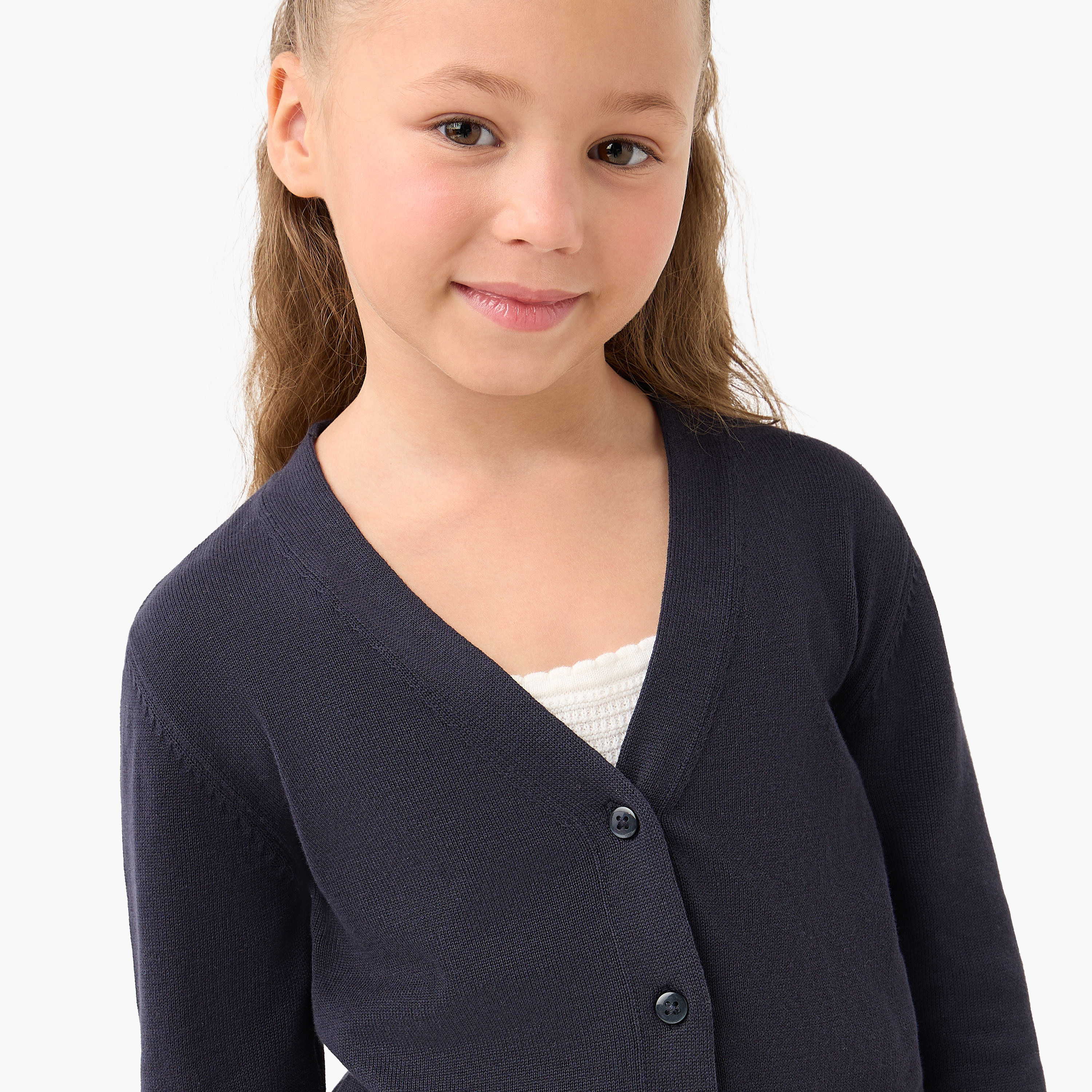 Juniors Solid Cardigan with V-neck and Long Sleeves-girls-clothing-winterwear-jumpersandcardigans-image-4