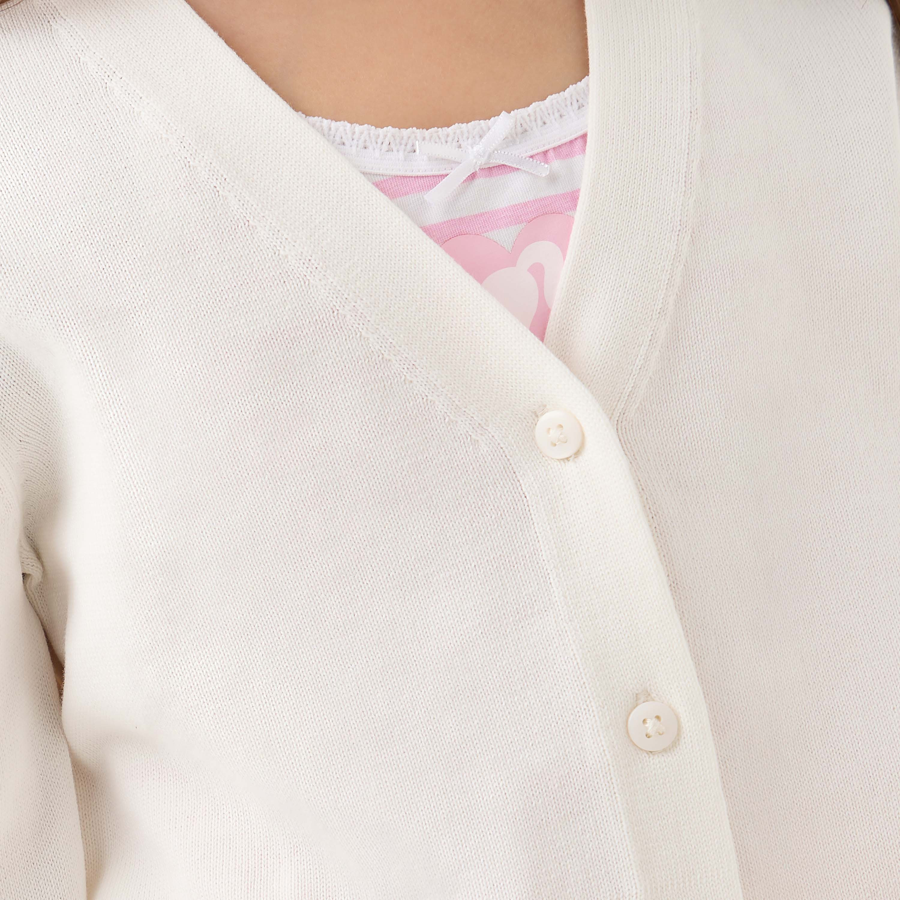 Juniors Solid Cardigan with V-neck and Long Sleeves-girls-clothing-jumpersandcardigans-image-5