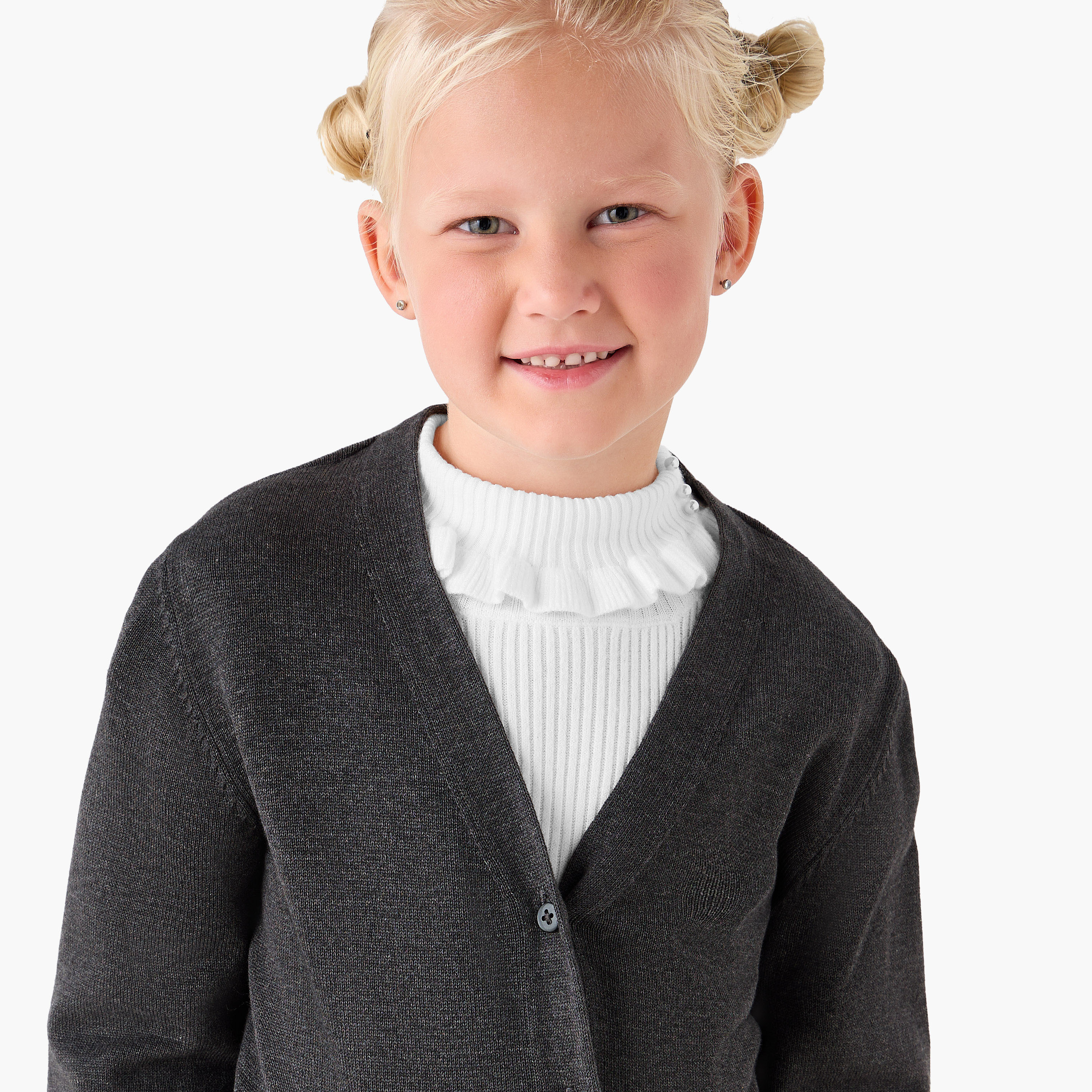 كارديغان جونيورز سادة بياقة على شكل V وأكمام طويلة-girls-clothing-winterwear-jumpersandcardigans-image-4