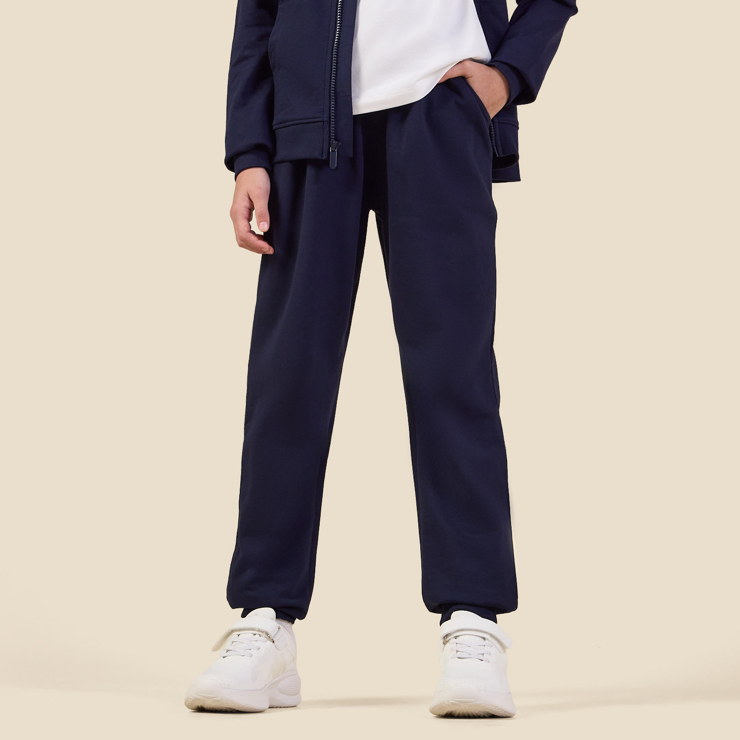 Juniors Hooded Long Sleeves Sweatshirt and Joggers Set with Solid Design-girls-clothing-setsandcoords-image-4