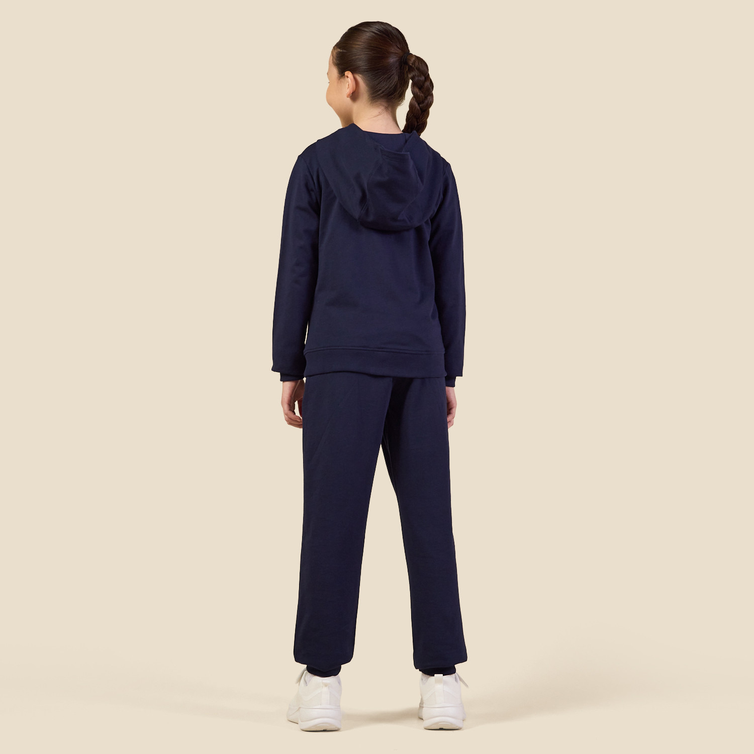 Juniors Hooded Long Sleeves Sweatshirt and Joggers Set with Solid Design-girls-clothing-setsandcoords-image-5