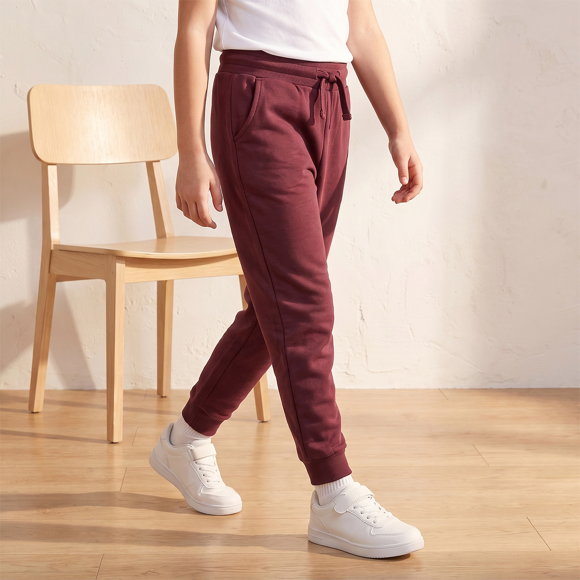 طقم سويت شيرت سادة بقبعة وأكمام طويلة وبنطلون رياضي من جونيورز-girls-clothing-setsandcoords-image-3