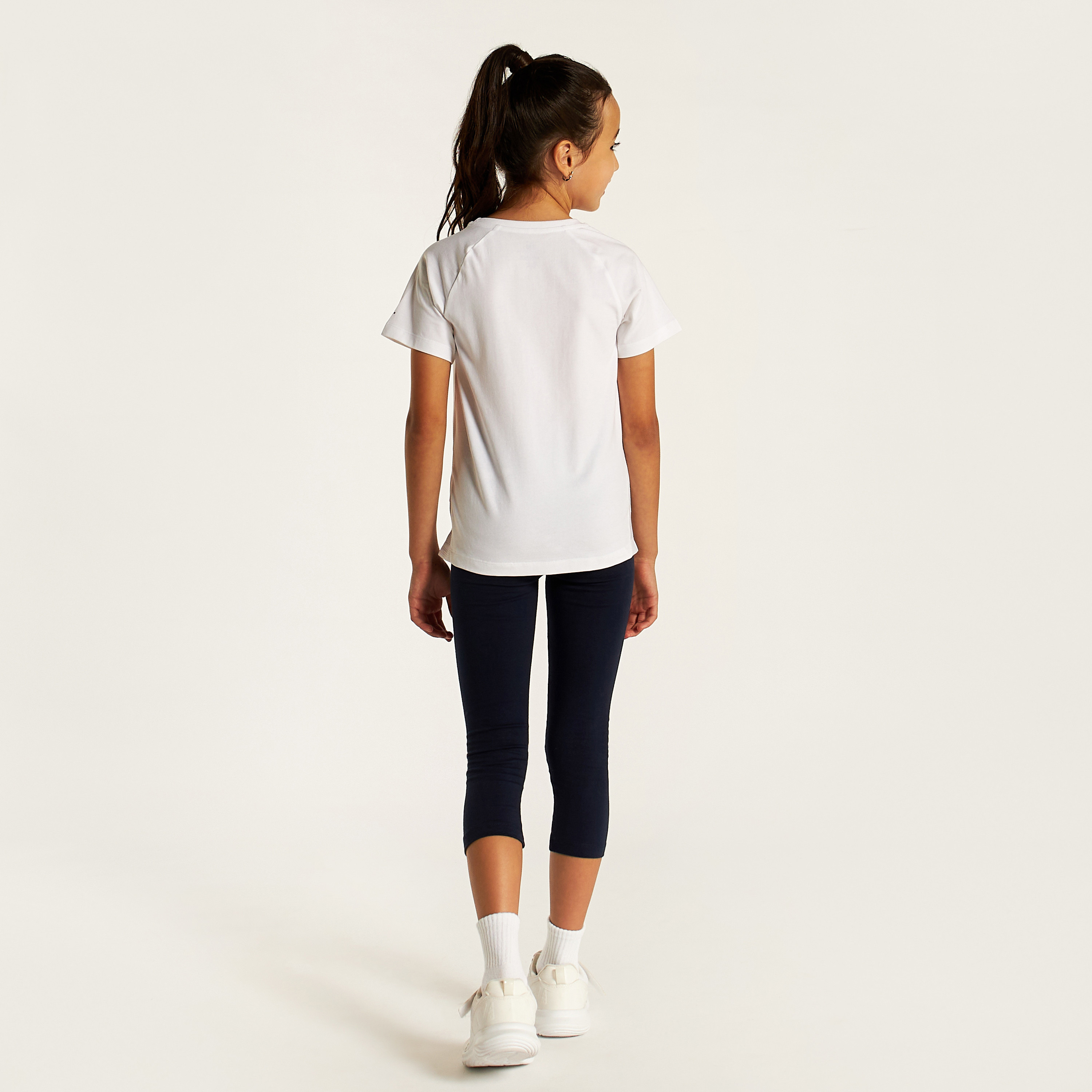 Juniors Solid 3/4 Leggings with Elasticised Waistband-girls-clothing-bottoms-leggings-image-4