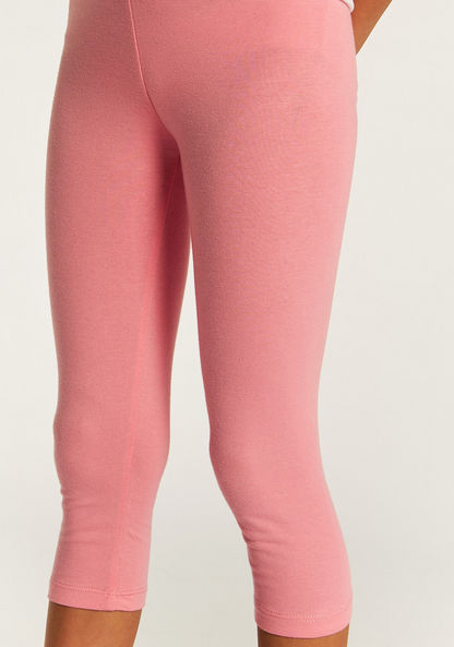 Juniors Solid 3/4 Leggings with Elasticised Waistband-Bottoms-image-2