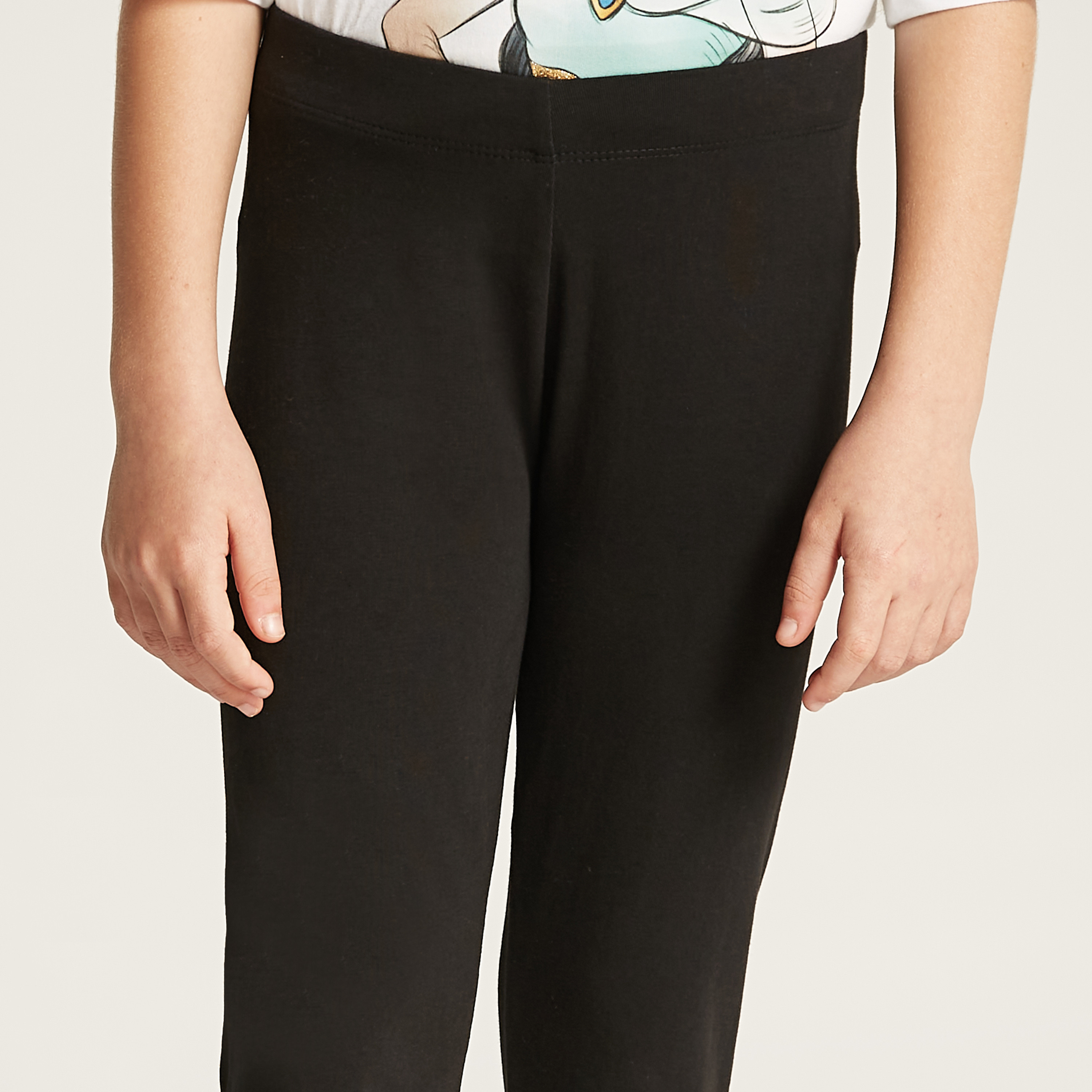 Juniors Solid Leggings with Elasticated Waistband-girls-clothing-bottoms-leggings-image-3